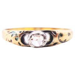 Anello antico 0,25ct. Smalti diamantati in oro massiccio 18K Argento Ø4,25US/1,25gr