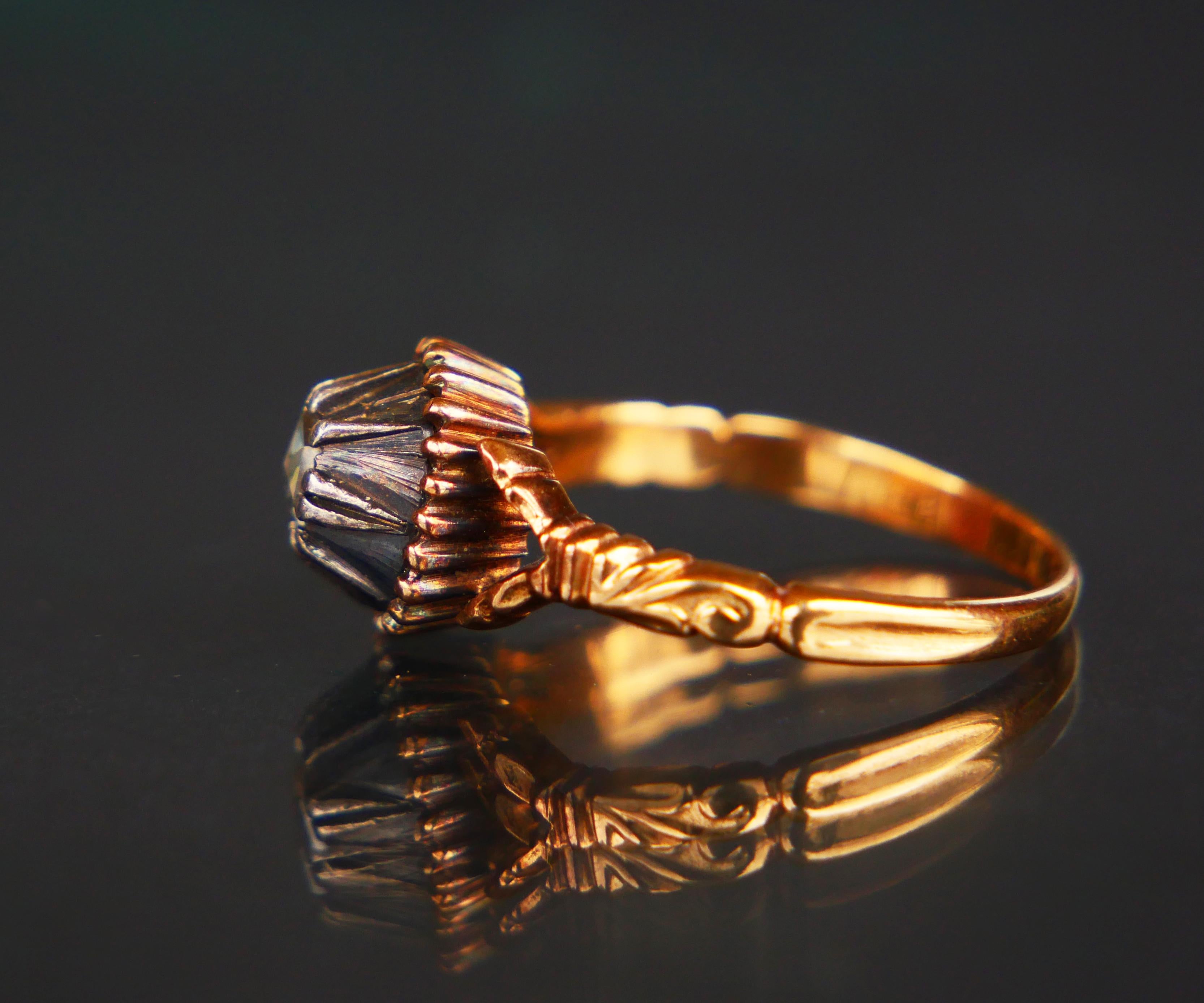 Antiker Ring 0.3ct Diamant massiv 18K Gold Silber ØUS 6 / 4gr im Angebot 6