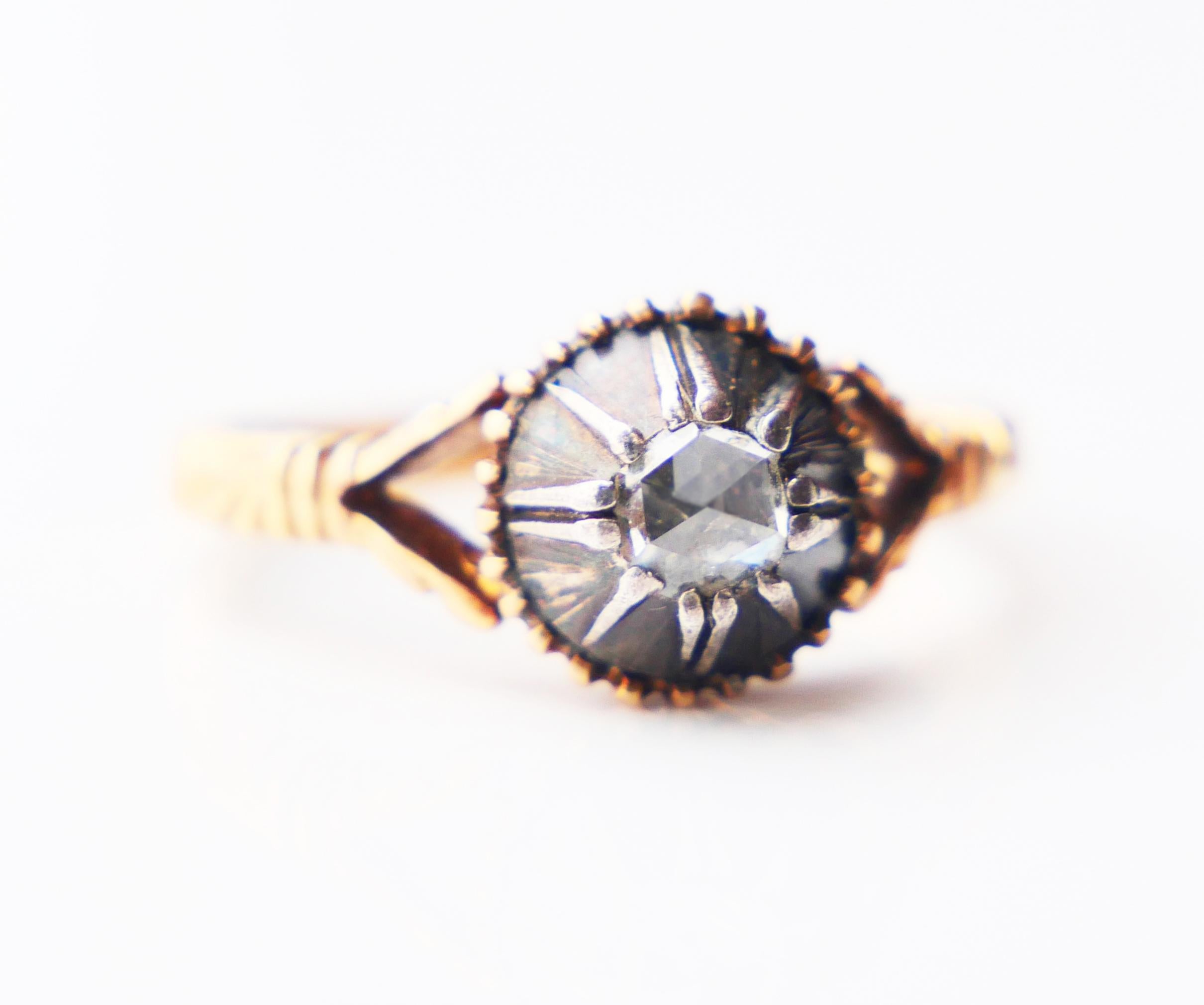 Art Nouveau Antique Ring 0.3ct Diamond solid 18K Gold Silver ØUS 6 / 4gr For Sale