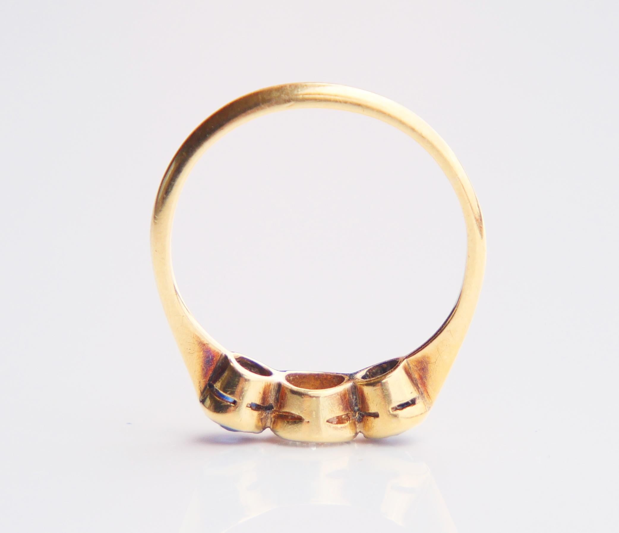 Antiker Ring 0,45ct Diamant 0,45ctw Blauer Saphir 18K Gold Platin ØUS5 /2,1 gr im Angebot 5
