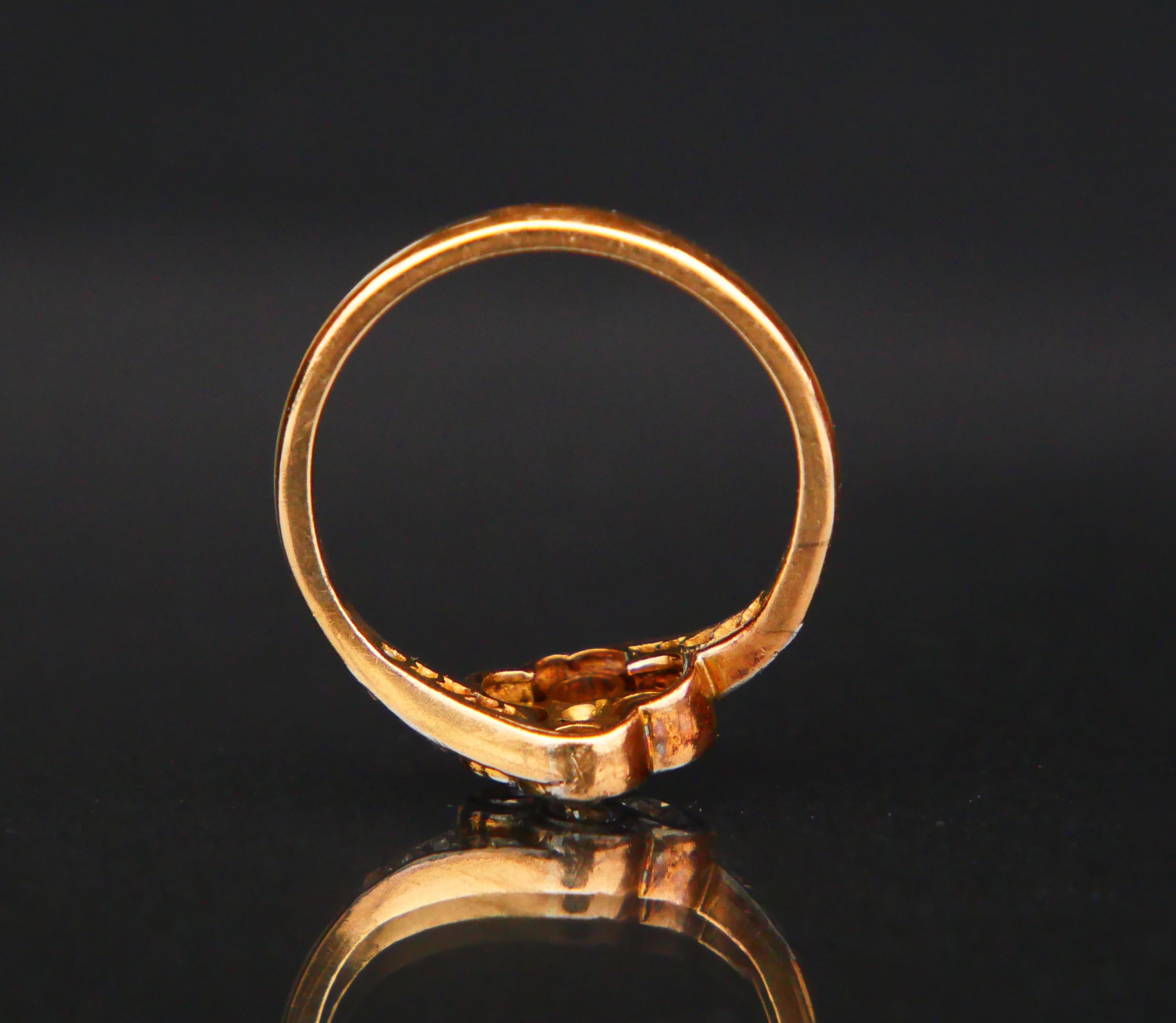 Old European Cut Antique Ring 0.5 ctw Diamonds solid 14 Gold Platinum Ø 6.5 US/ 3.2 gr For Sale