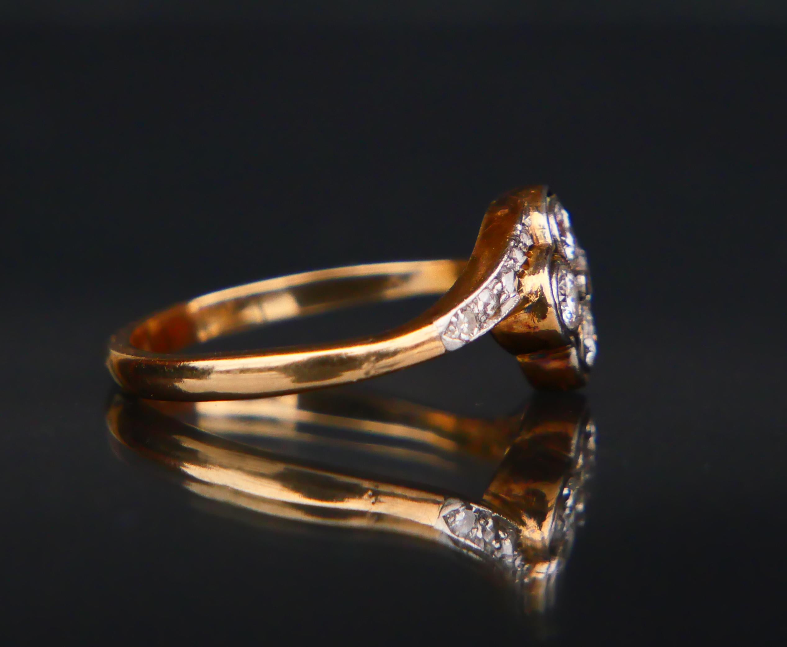 Women's Antique Ring 0.5 ctw Diamonds solid 14 Gold Platinum Ø 6.5 US/ 3.2 gr For Sale