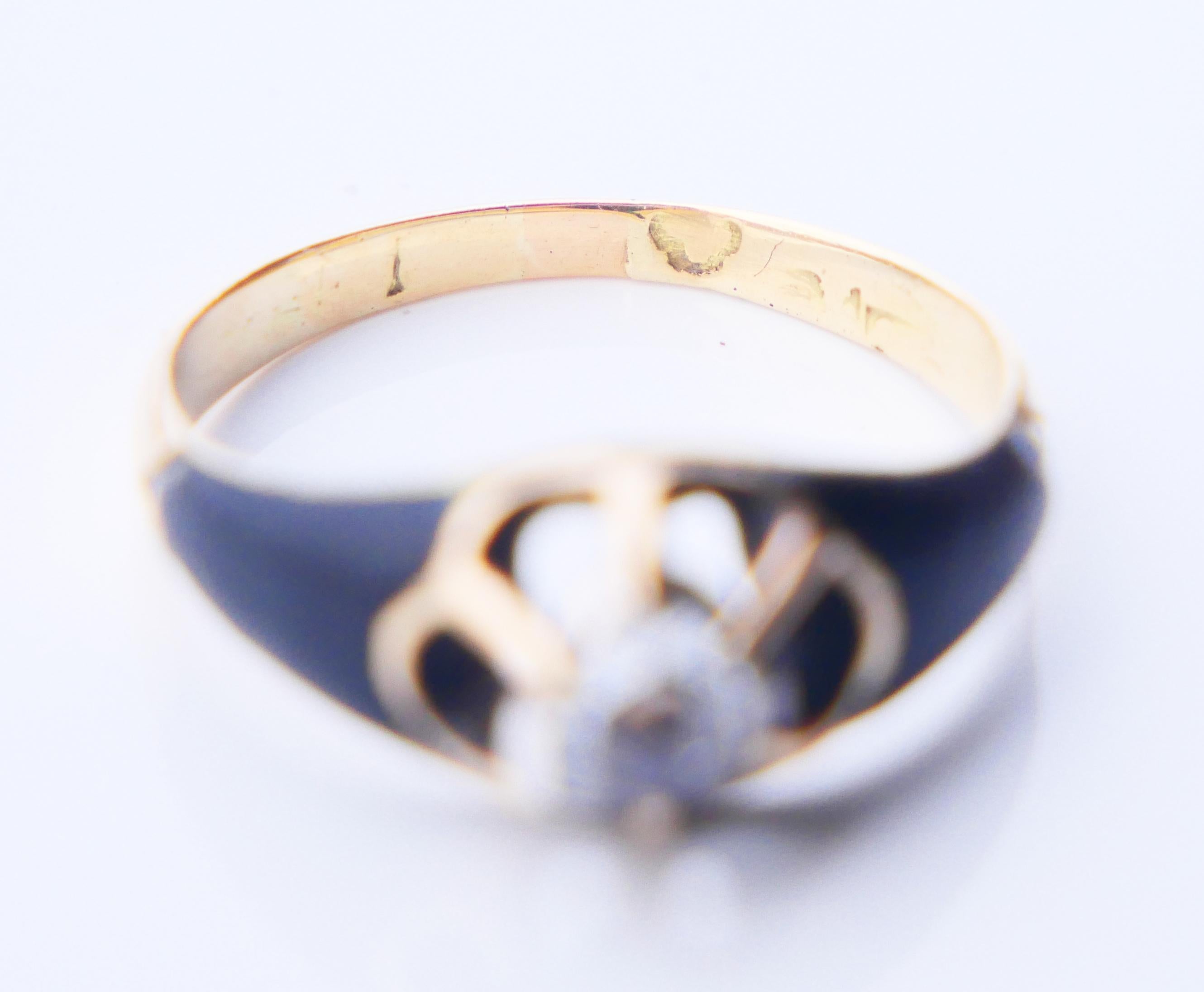 Anillo Antiguo 0,5 ct Diamante Esmalte Verde macizo Oro 18K Plata Ø 5,75 US /3,1 gr en venta 10