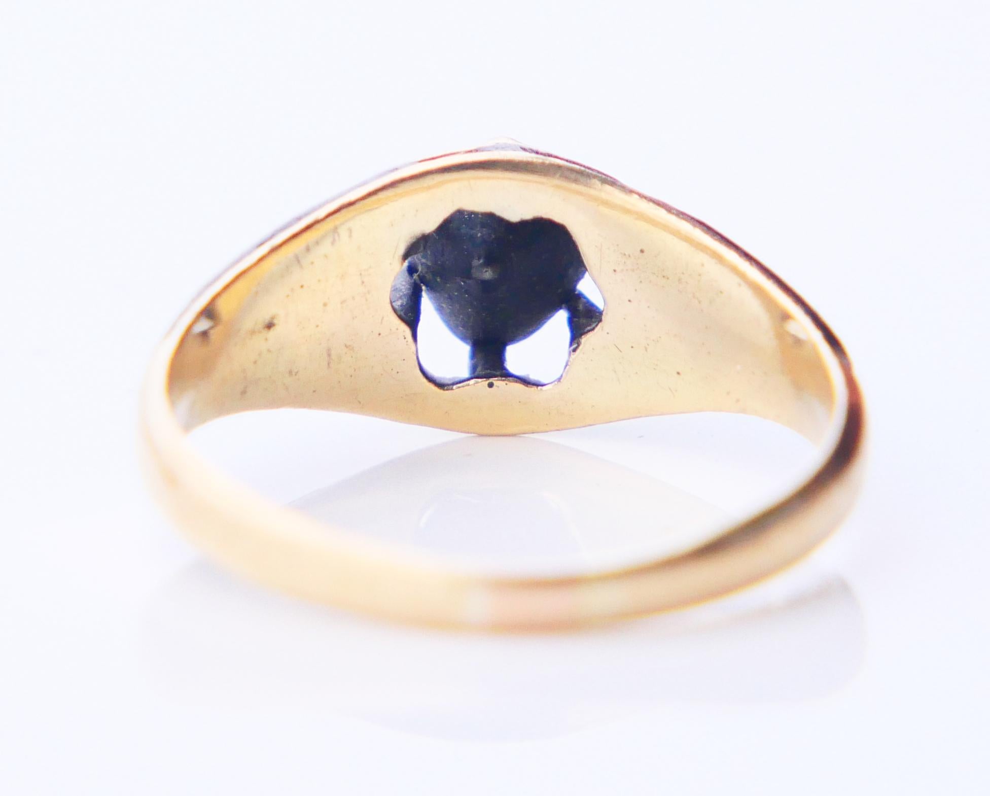 Anillo Antiguo 0,5 ct Diamante Esmalte Verde macizo Oro 18K Plata Ø 5,75 US /3,1 gr Corte europeo antiguo en venta