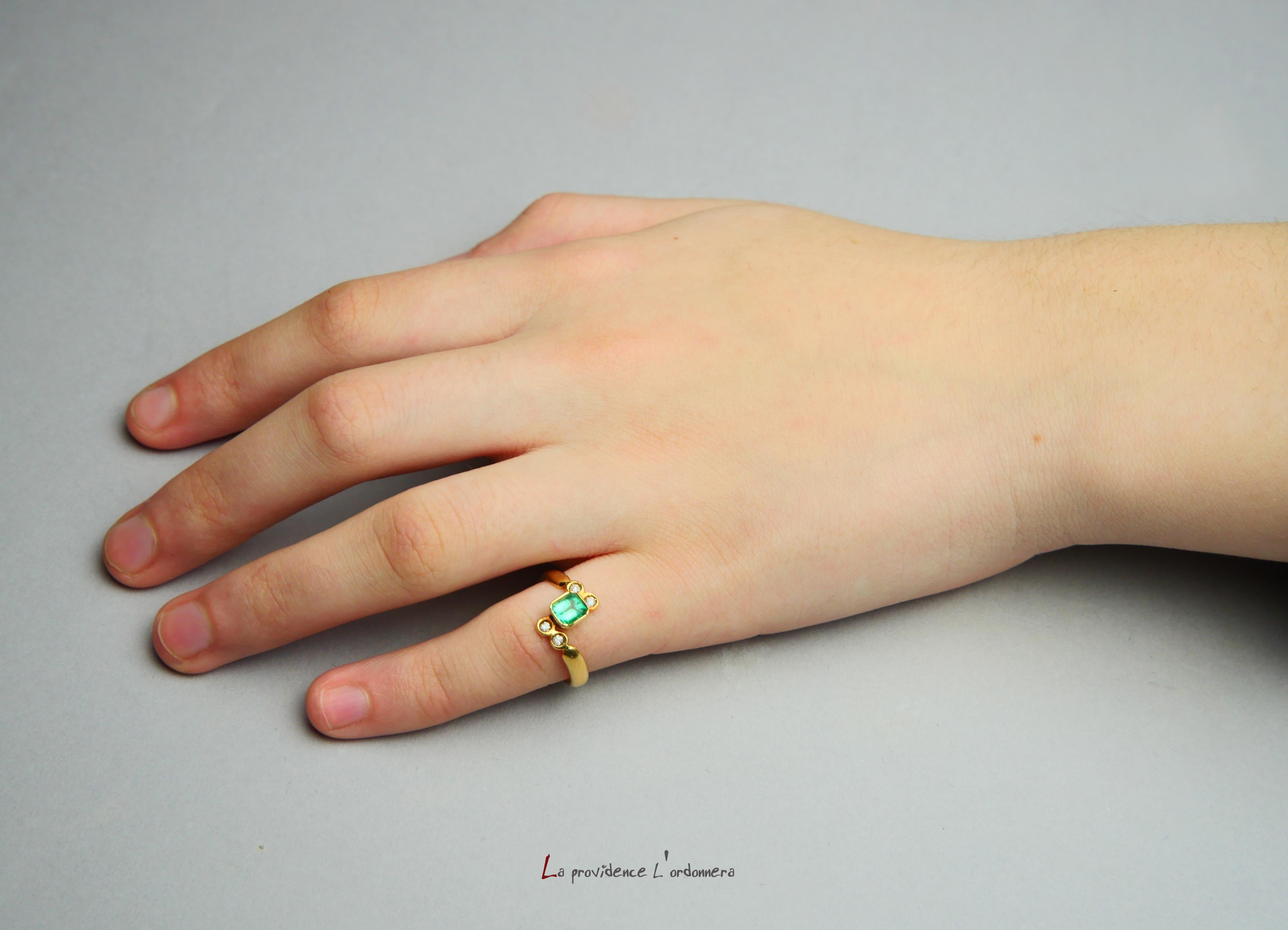Antique Ring 0.6 ct Emerald Diamonds solid 18K Yellow Gold ØUS6 / 3.3gr For Sale 4
