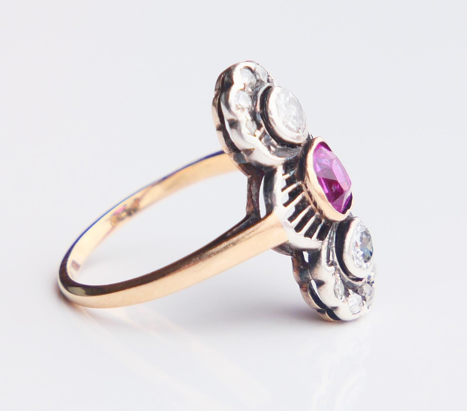 Antique Ring 0.6 ct. Ruby 0.5 ctw Diamonds 14K Gold ØUS 5.5 / 3 gr For Sale 10
