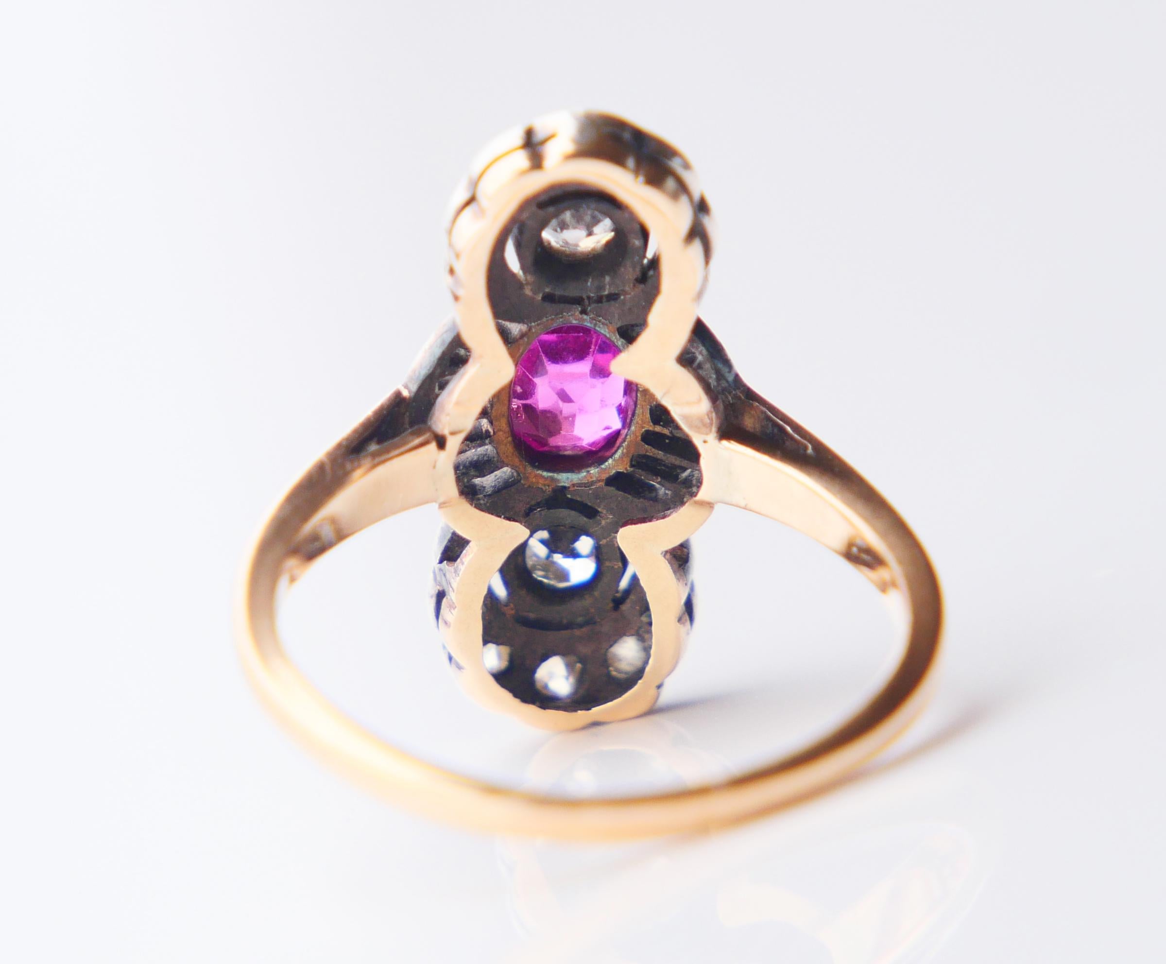 Antique Ring 0.6 ct. Ruby 0.5 ctw Diamonds 14K Gold ØUS 5.5 / 3 gr For Sale 8