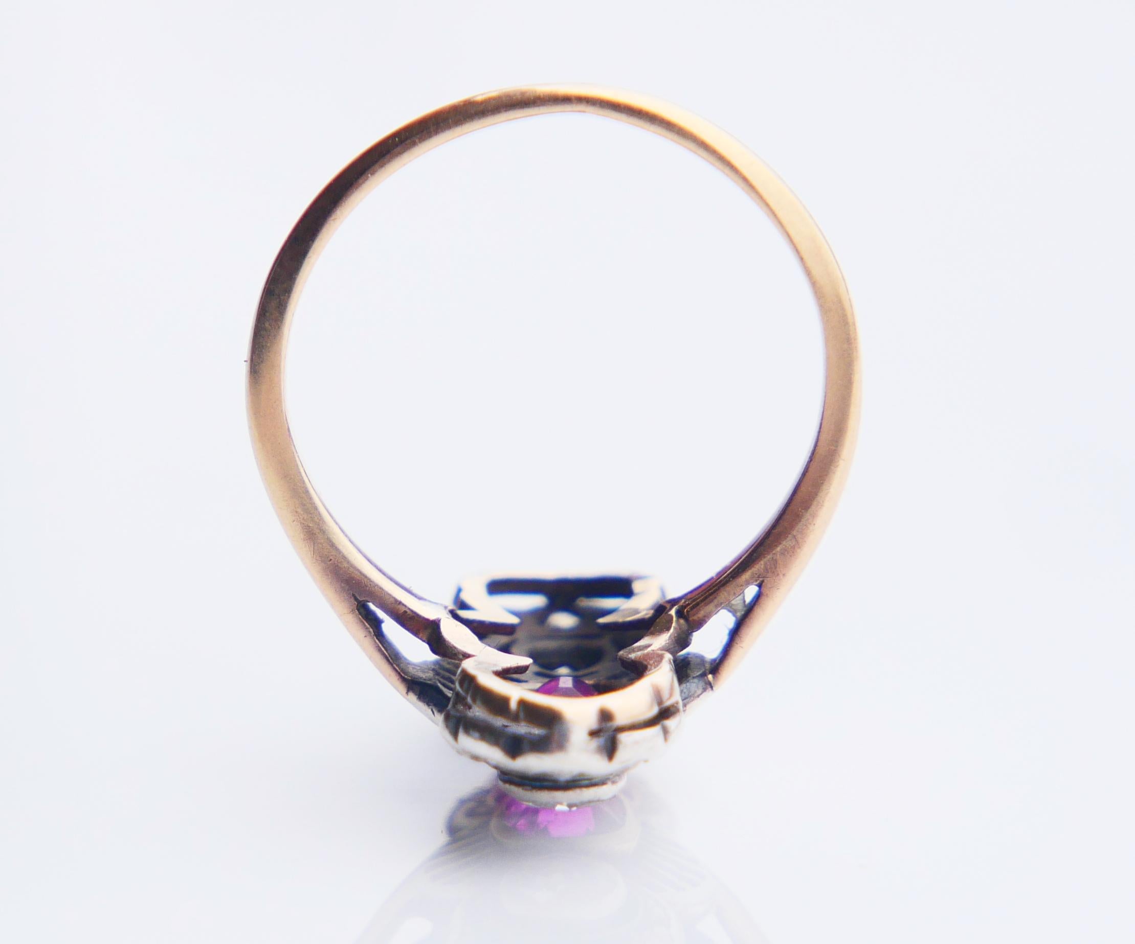 Antique Ring 0.6 ct. Ruby 0.5 ctw Diamonds 14K Gold ØUS 5.5 / 3 gr For Sale 11