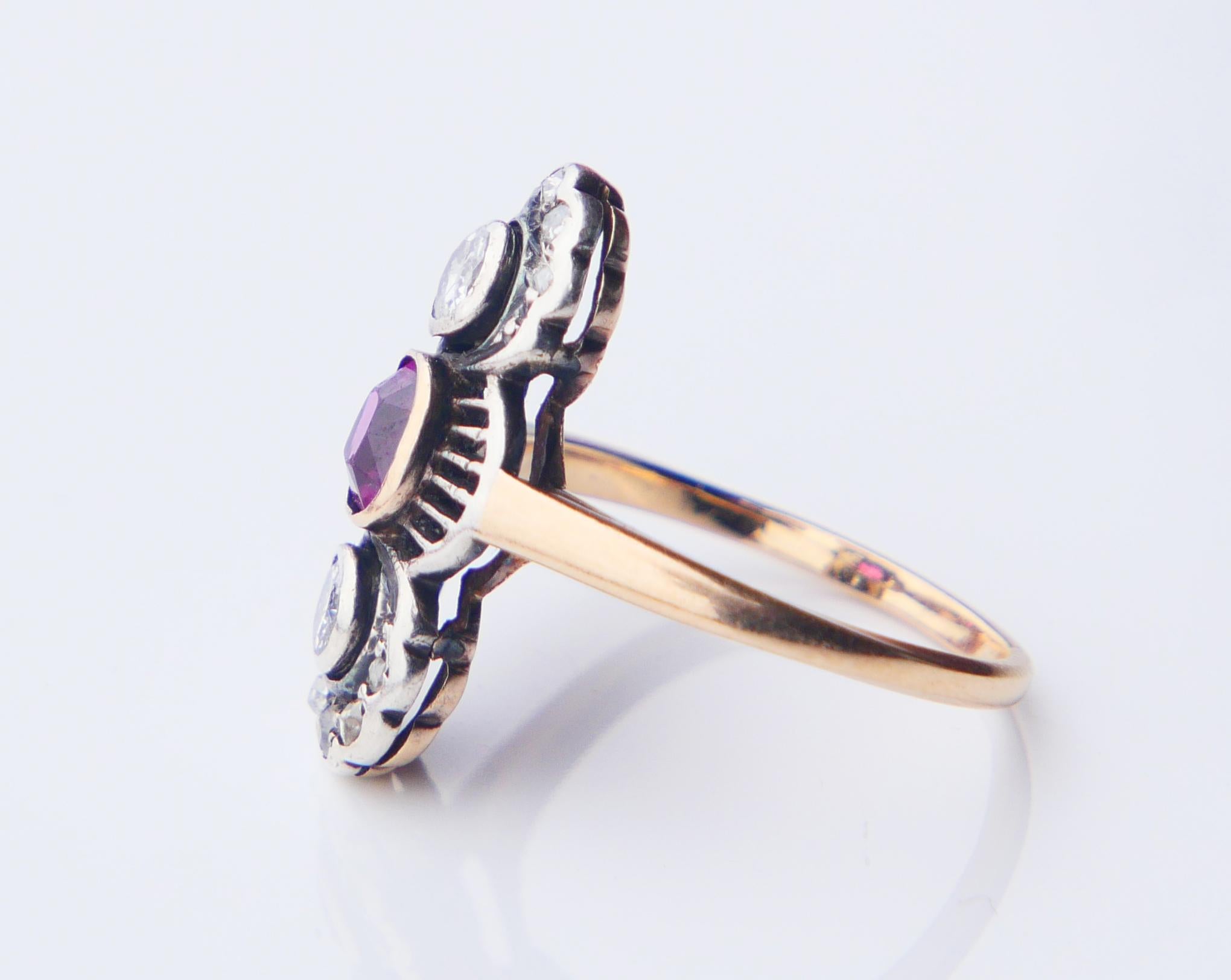 Antique Ring 0.6 ct. Ruby 0.5 ctw Diamonds 14K Gold ØUS 5.5 / 3 gr For Sale 13