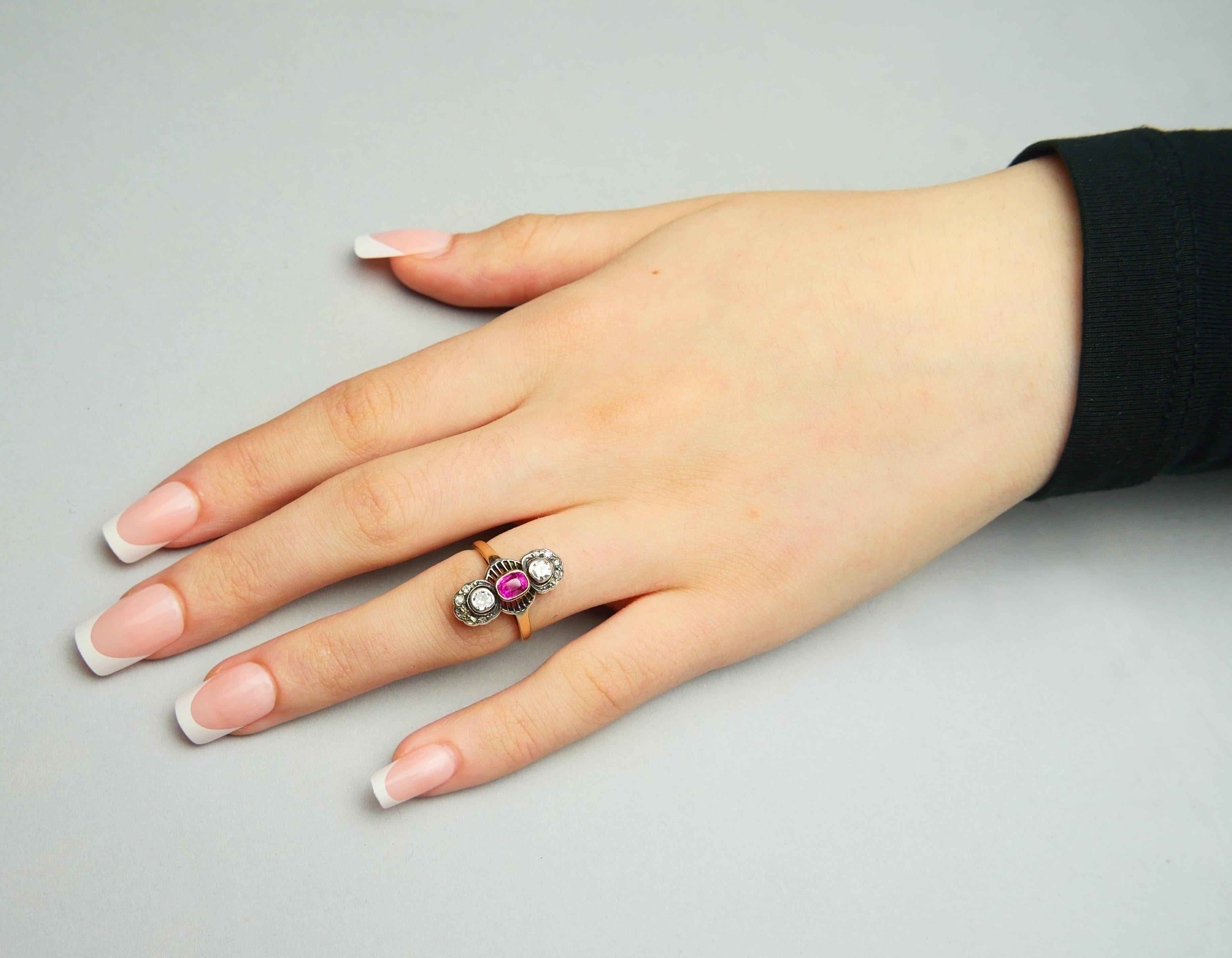 Antique Ring 0.6 ct. Ruby 0.5 ctw Diamonds 14K Gold ØUS 5.5 / 3 gr For Sale 4