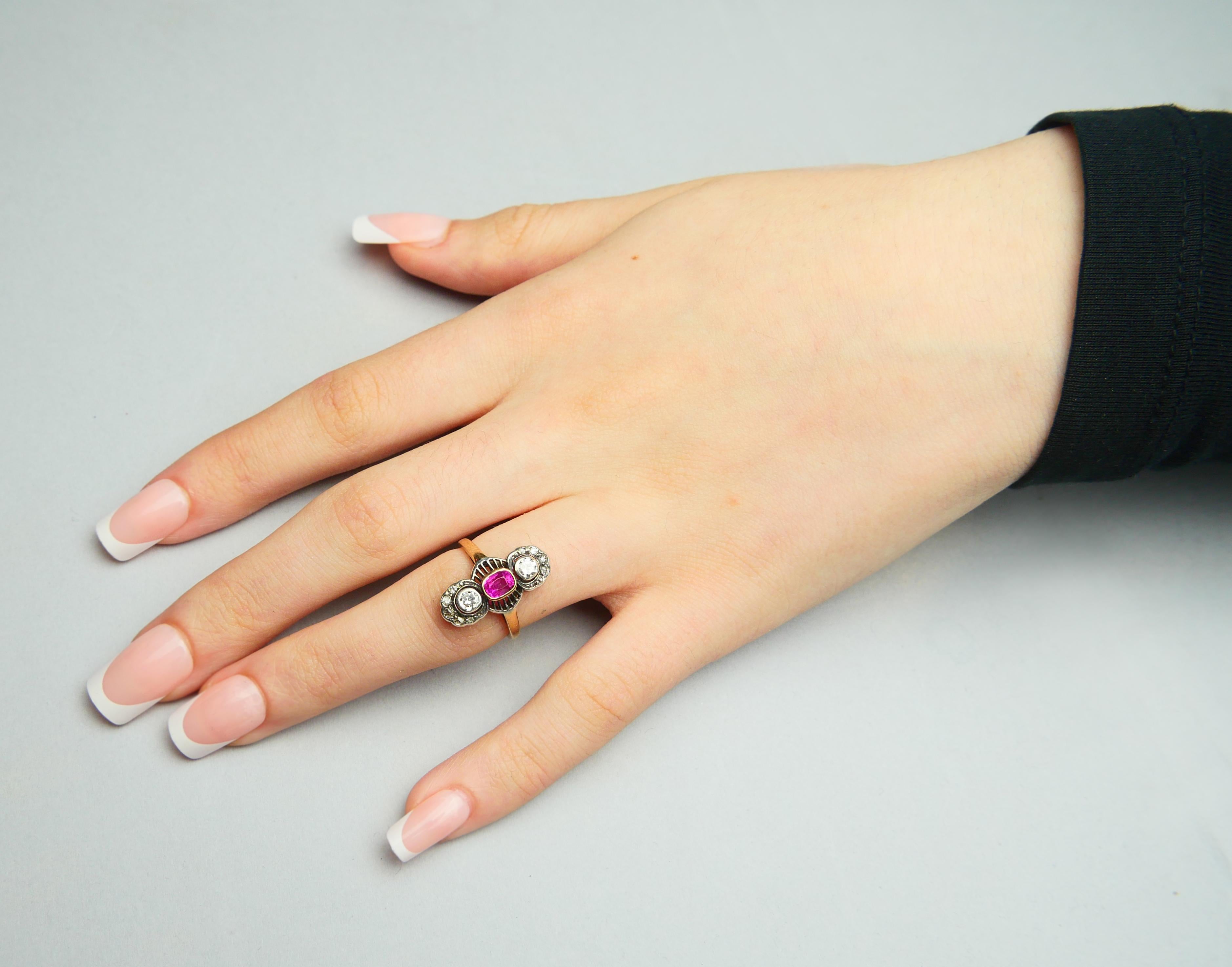 Antique Ring 0.6 ct. Ruby 0.5 ctw Diamonds 14K Gold ØUS 5.5 / 3 gr For Sale 6