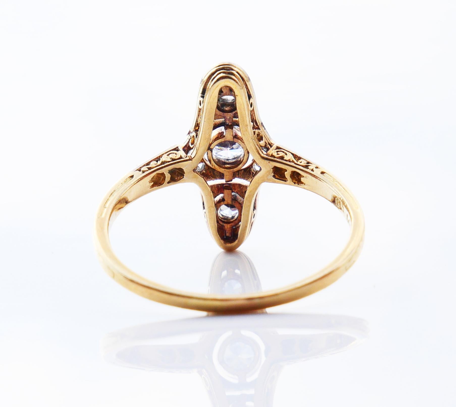 Antiker Ring 0,6 ctw Diamanten massiv 18K Gelbgold Platin Ø US8/ 3,1 gr im Angebot 5