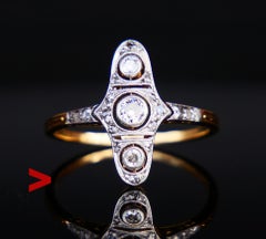 Antique Ring 0.6 ctw Diamonds solid 18K Yellow Gold Platinum Ø US8/ 3.1 gr