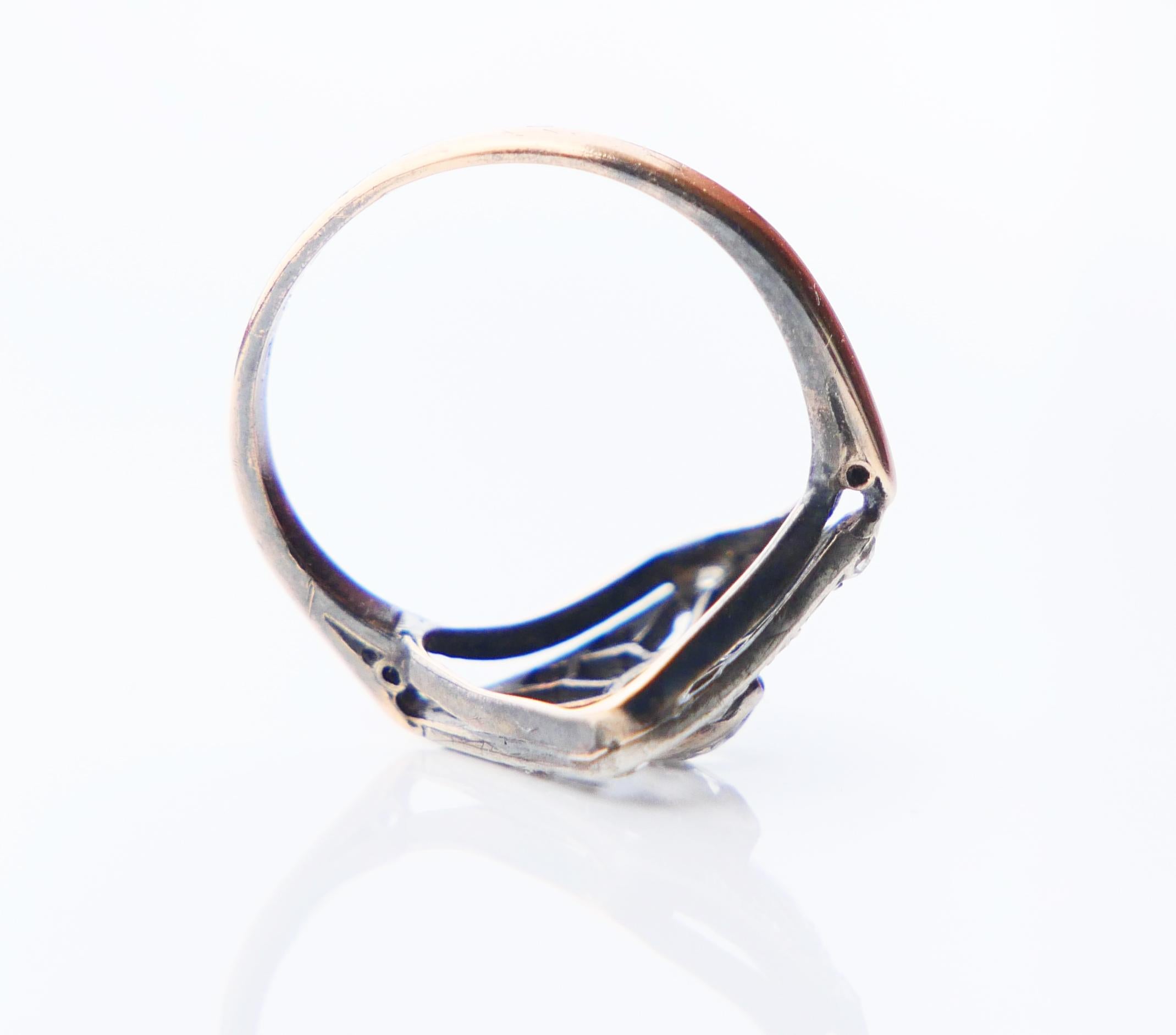 Antiker Ring 0,65 ctw Diamanten massiv 14K Rose Gold Silber Ø US 3,25/ 1,59 gr im Angebot 1
