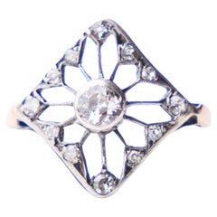 Antique Ring 0.65 ctw Diamonds solid 14K Rose Gold Silver Ø US 3.25/ 1.59 gr