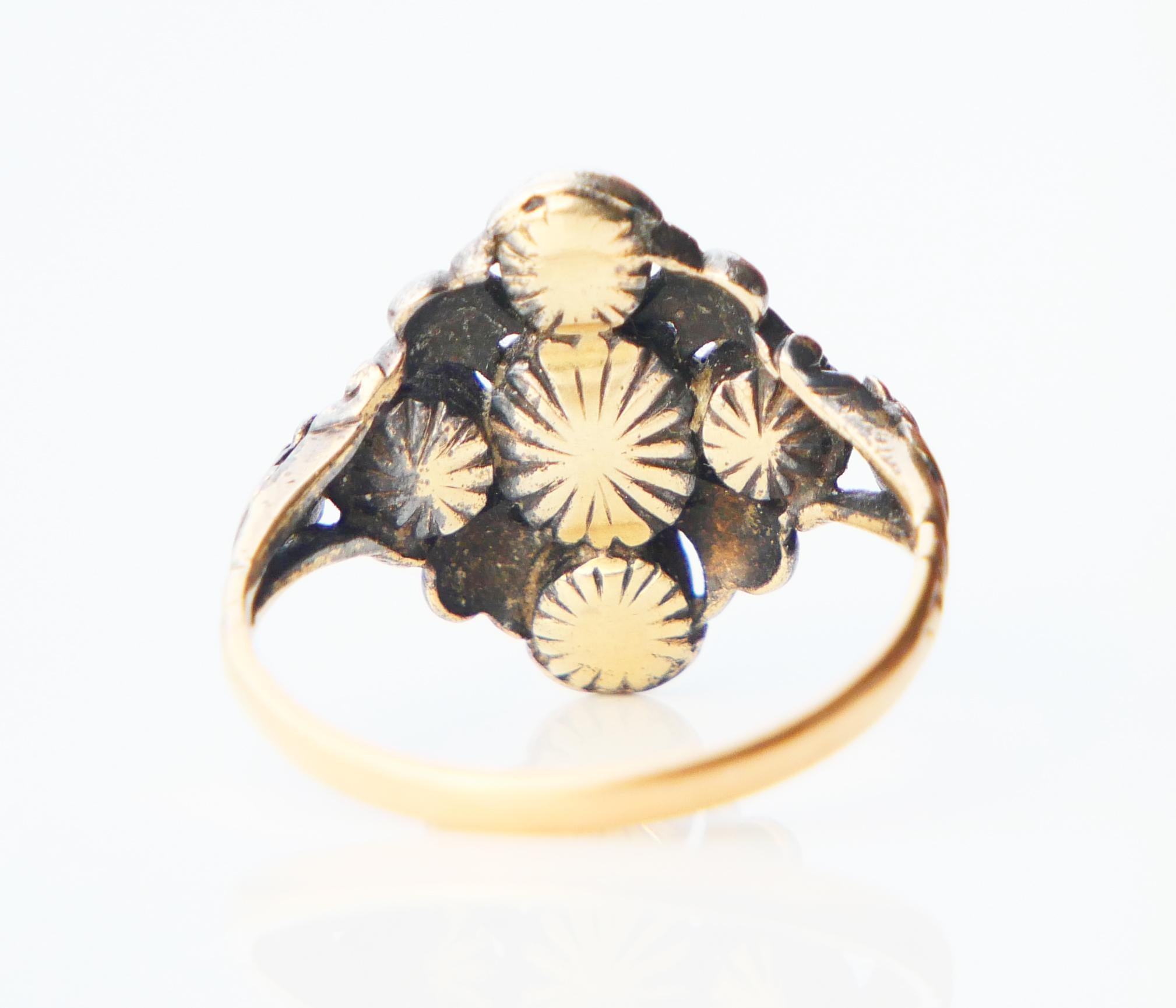Antique Ring 1 ctw. Diamonds solid 18K Gold Silver US6 / 3.8gr For Sale 3