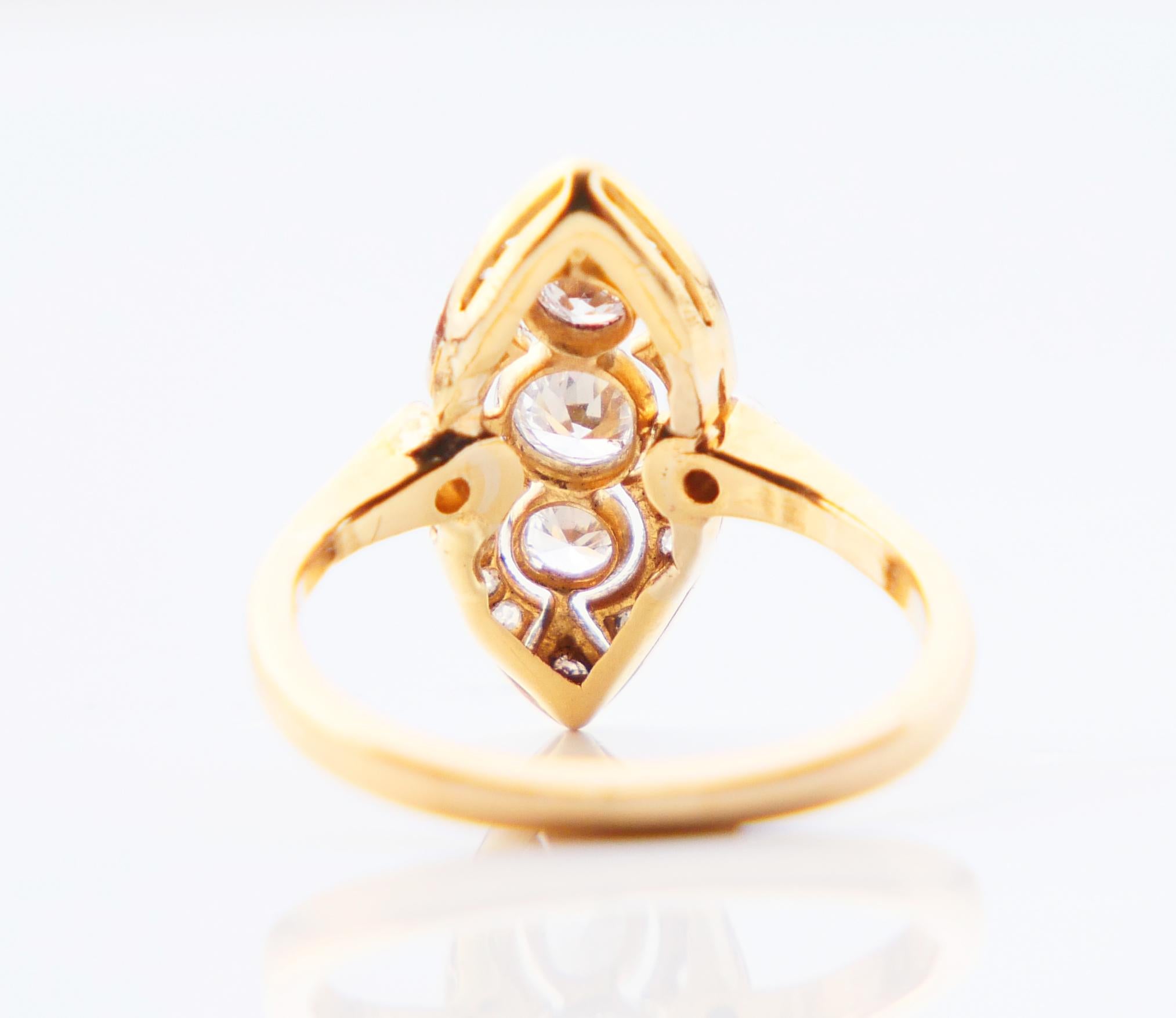 Antiker Ring 1 ctw Diamanten massiv 18K Gelbgold Platin Ø US 3.75/ 2.6gr im Angebot 5