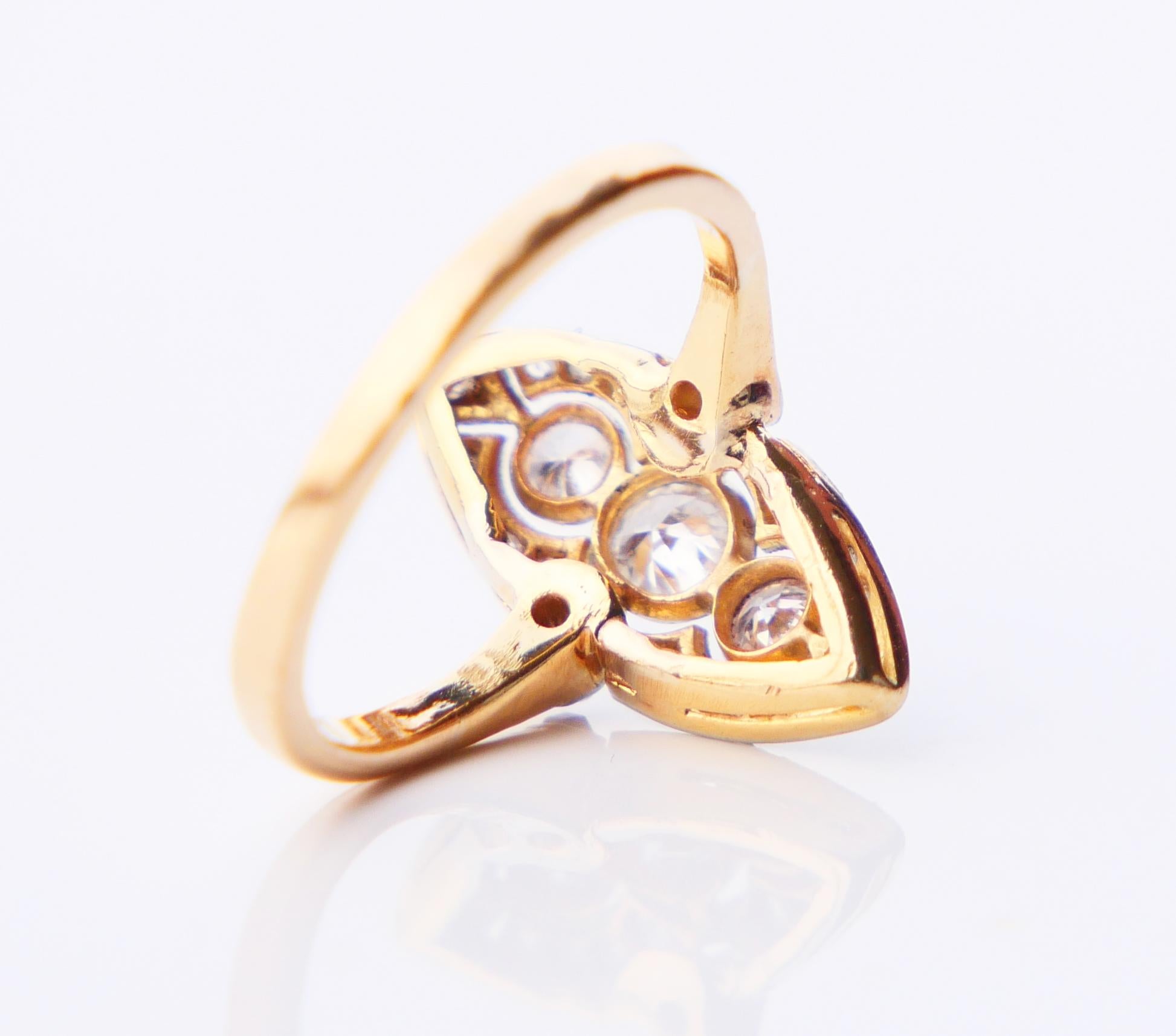 Antiker Ring 1 ctw Diamanten massiv 18K Gelbgold Platin Ø US 3.75/ 2.6gr im Angebot 6