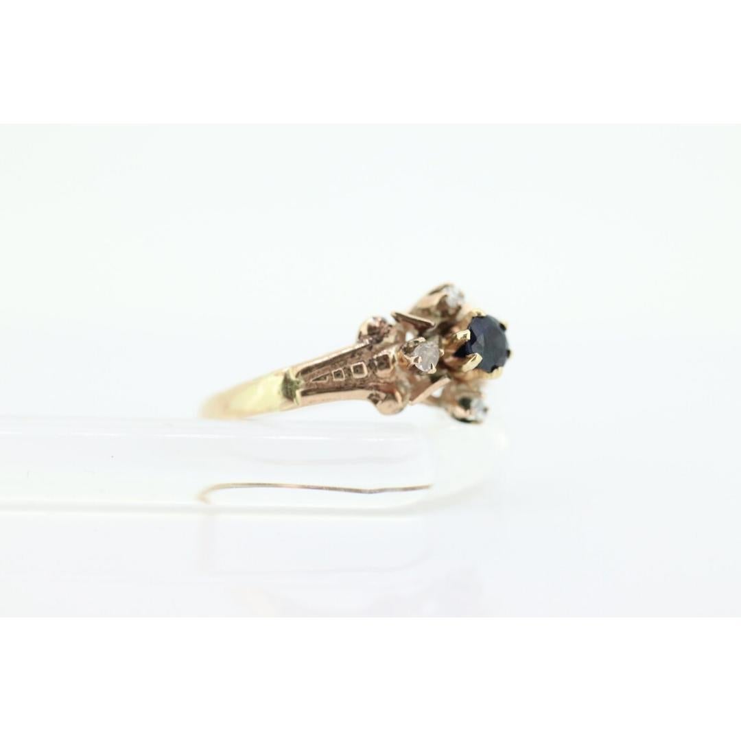 Antique ring. 10k diamond and sapphire Halo ring.10k victorian diamond buttercup For Sale 1