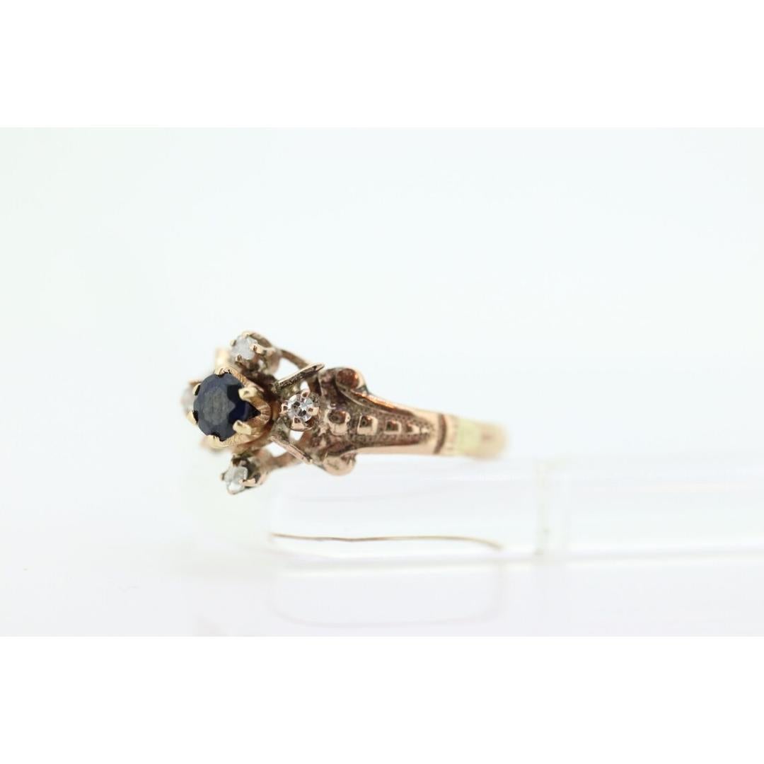 Antique ring. 10k diamond and sapphire Halo ring.10k victorian diamond buttercup For Sale 3
