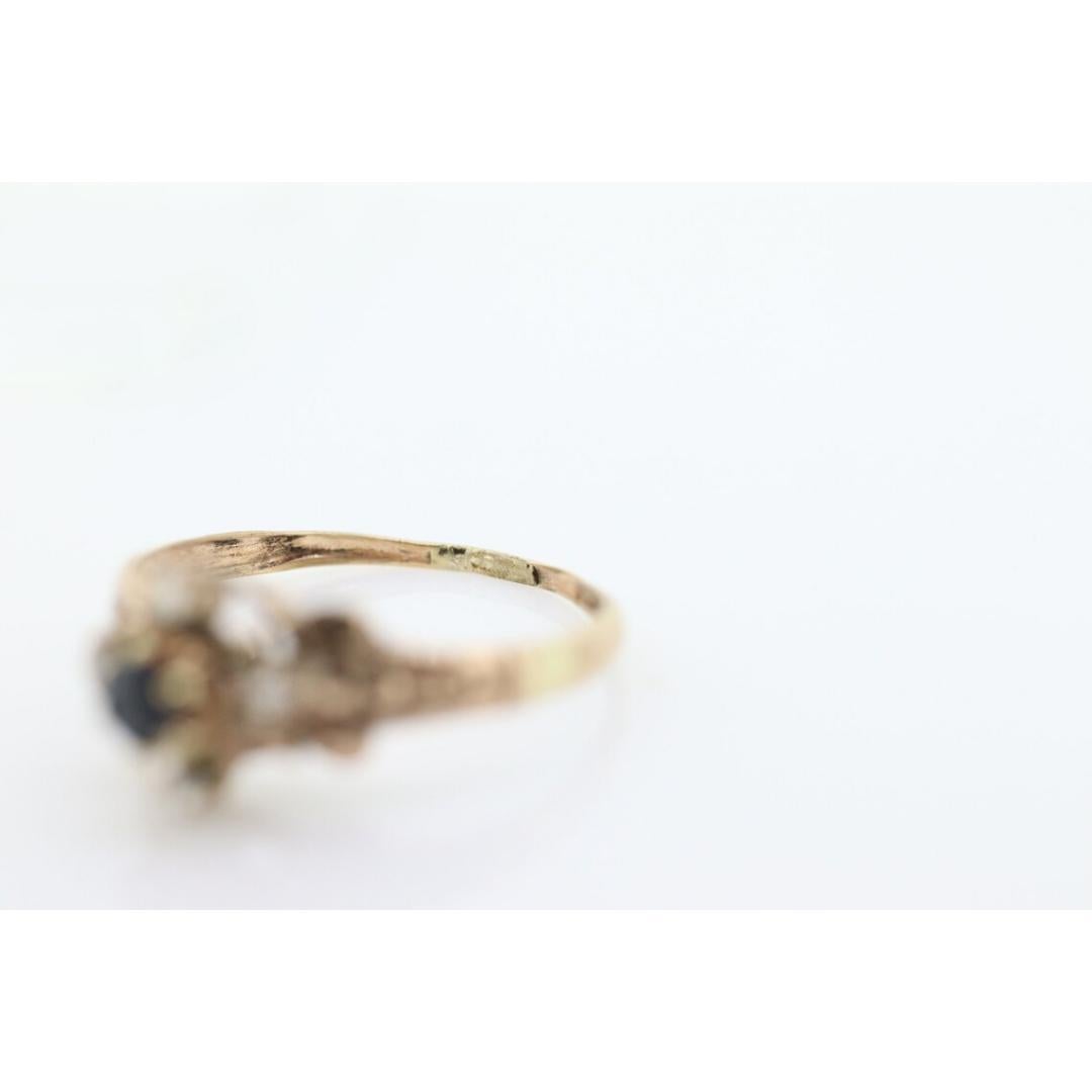 Antique ring. 10k diamond and sapphire Halo ring.10k victorian diamond buttercup For Sale 4