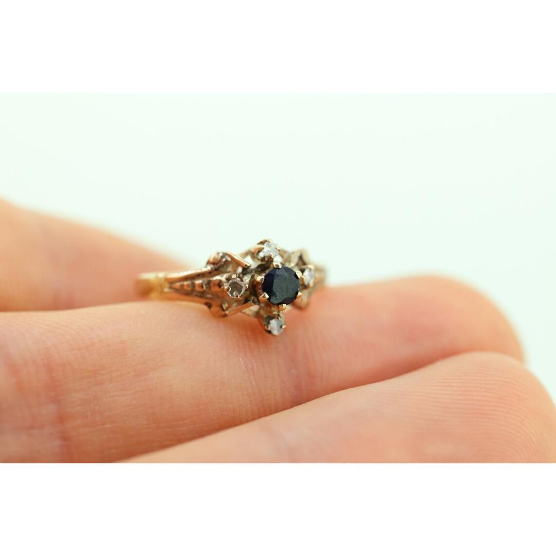 Antique ring. 10k diamond and sapphire Halo ring.10k victorian diamond buttercup For Sale 5