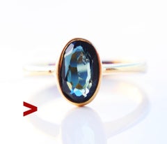 Anello antico 1,25 ct. naturale Spinello blu/verde in oro massiccio 18K ØUS4 / 2,7gr