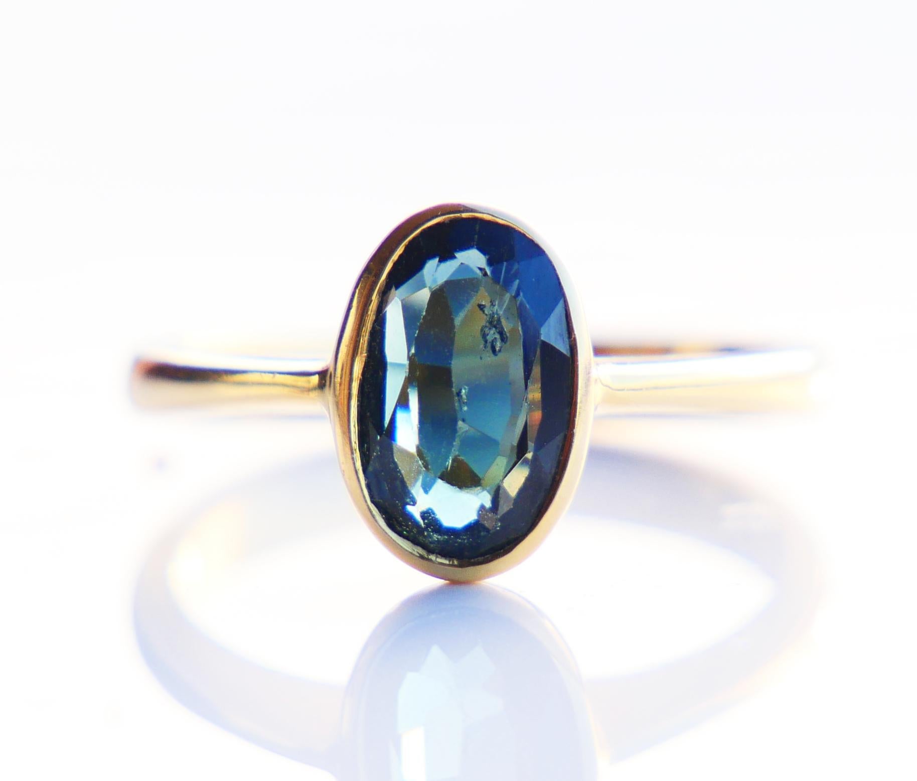 Art Deco Antique Ring 1.25 ct. natural Blue/Green Spinel solid 18K Gold ØUS4 / 2.7gr For Sale