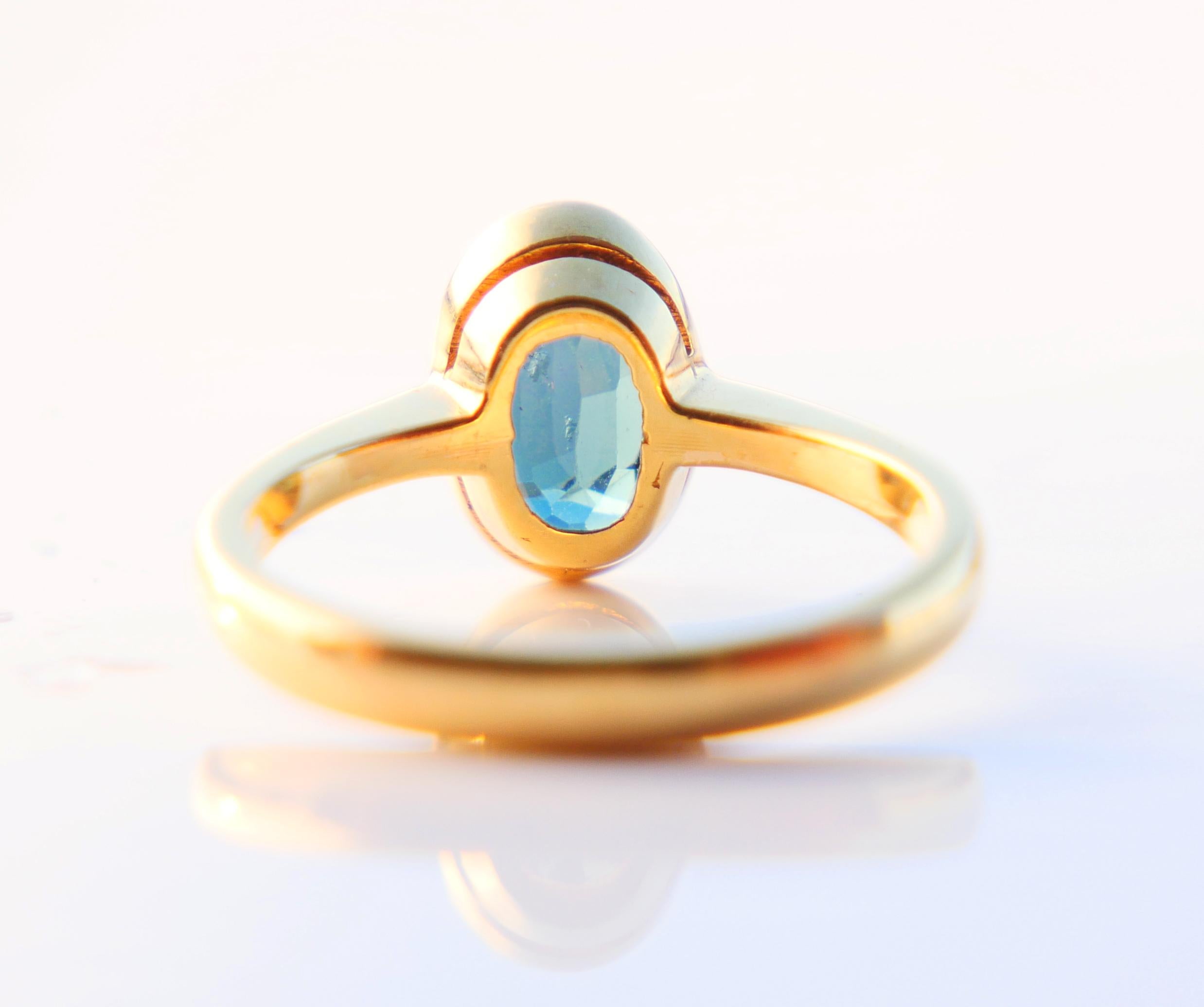 Oval Cut Antique Ring 1.25 ct. natural Blue/Green Spinel solid 18K Gold ØUS4 / 2.7gr For Sale