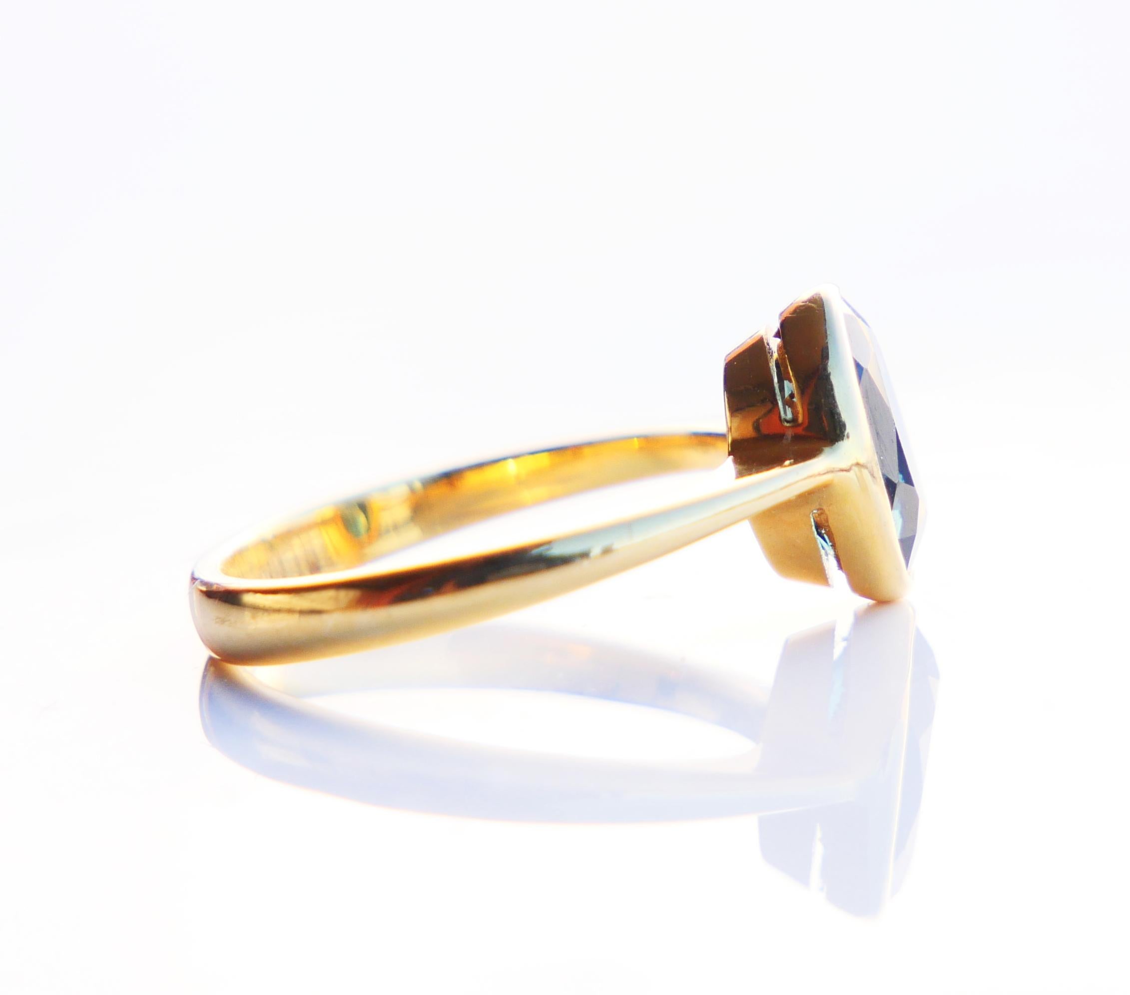 Women's Antique Ring 1.25 ct. natural Blue/Green Spinel solid 18K Gold ØUS4 / 2.7gr For Sale