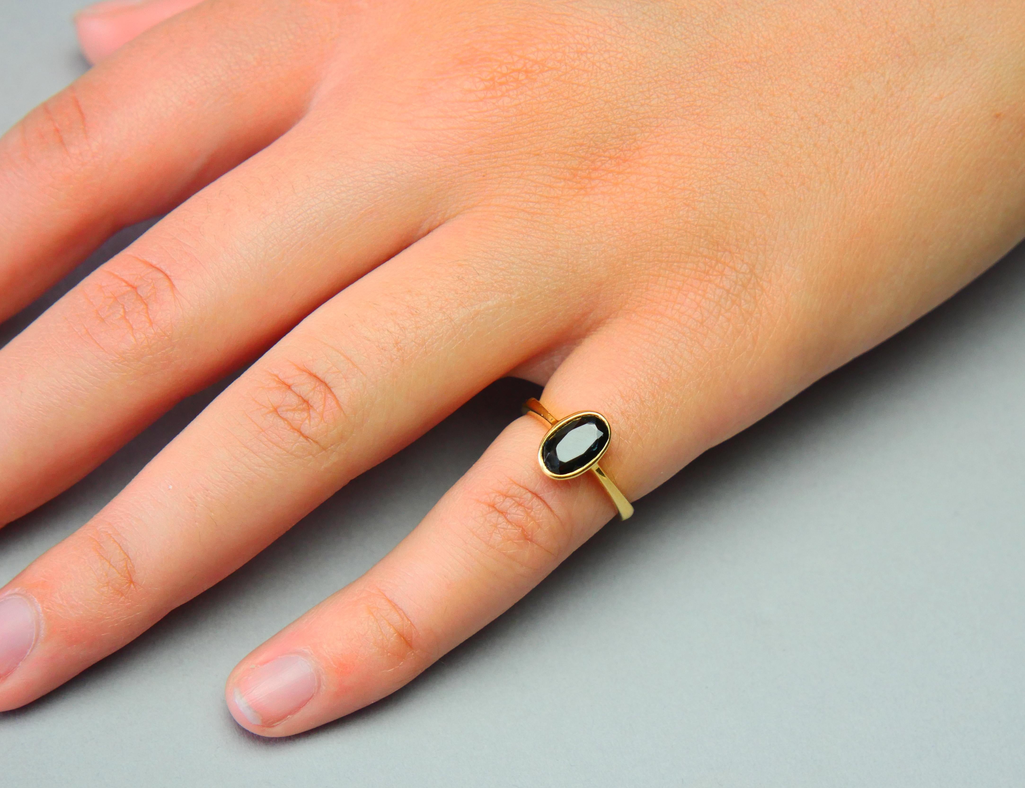 Antique Ring 1.25 ct. natural Blue/Green Spinel solid 18K Gold ØUS4 / 2.7gr For Sale 2
