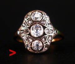 Bague ancienne 1.25 ctw Diamants massif 14K Yellow Gold Silver ØUS6.5/ 2.4gr