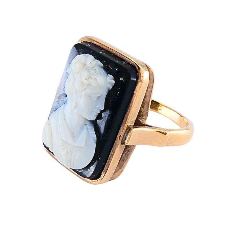 da uomo o donna Anello antico 14k con cammeo intagliato in vendita