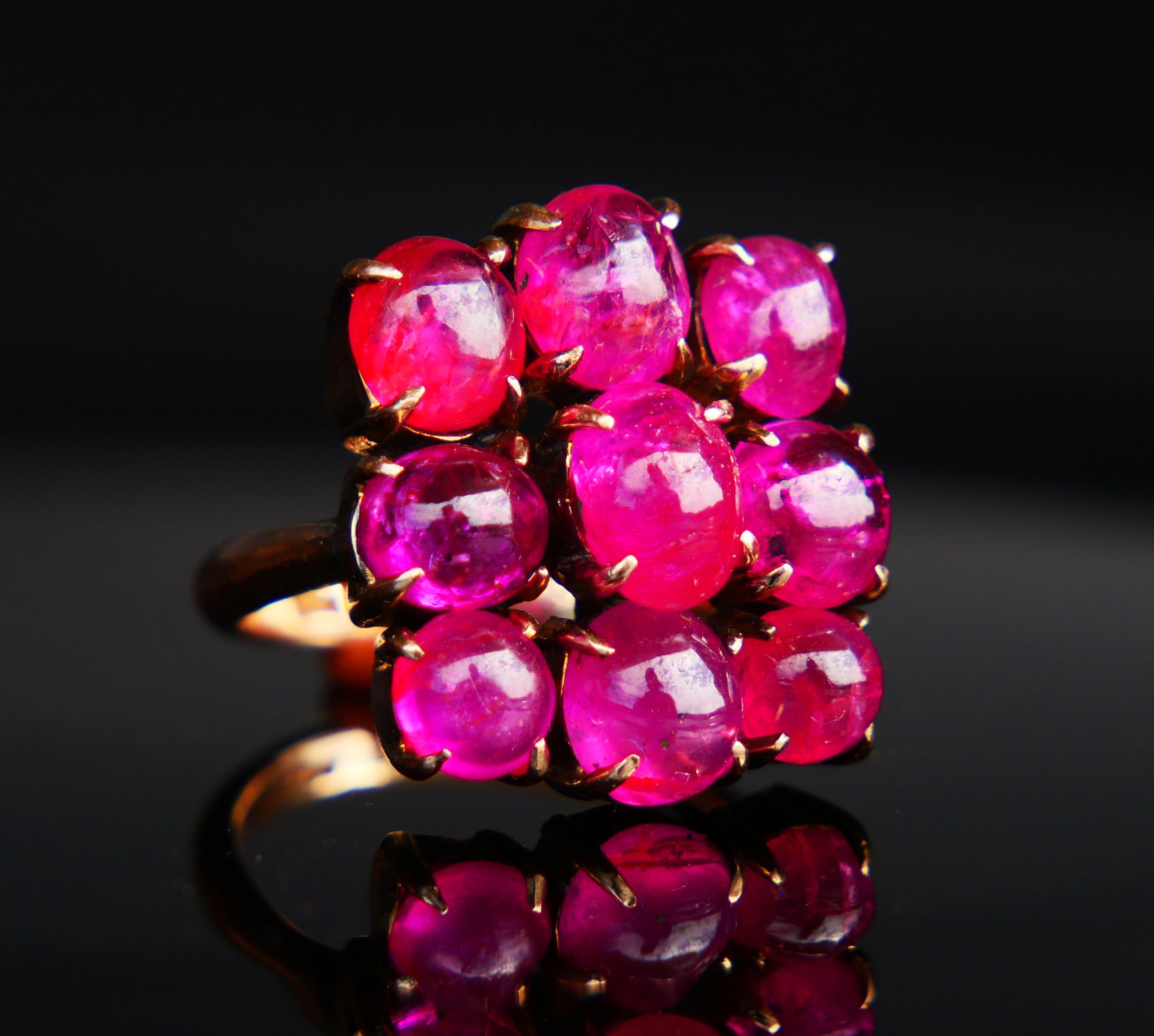Art Deco Antique Ring 16ct natural Ruby solid 14K Gold Ø 5.5US / 8.1 gr For Sale