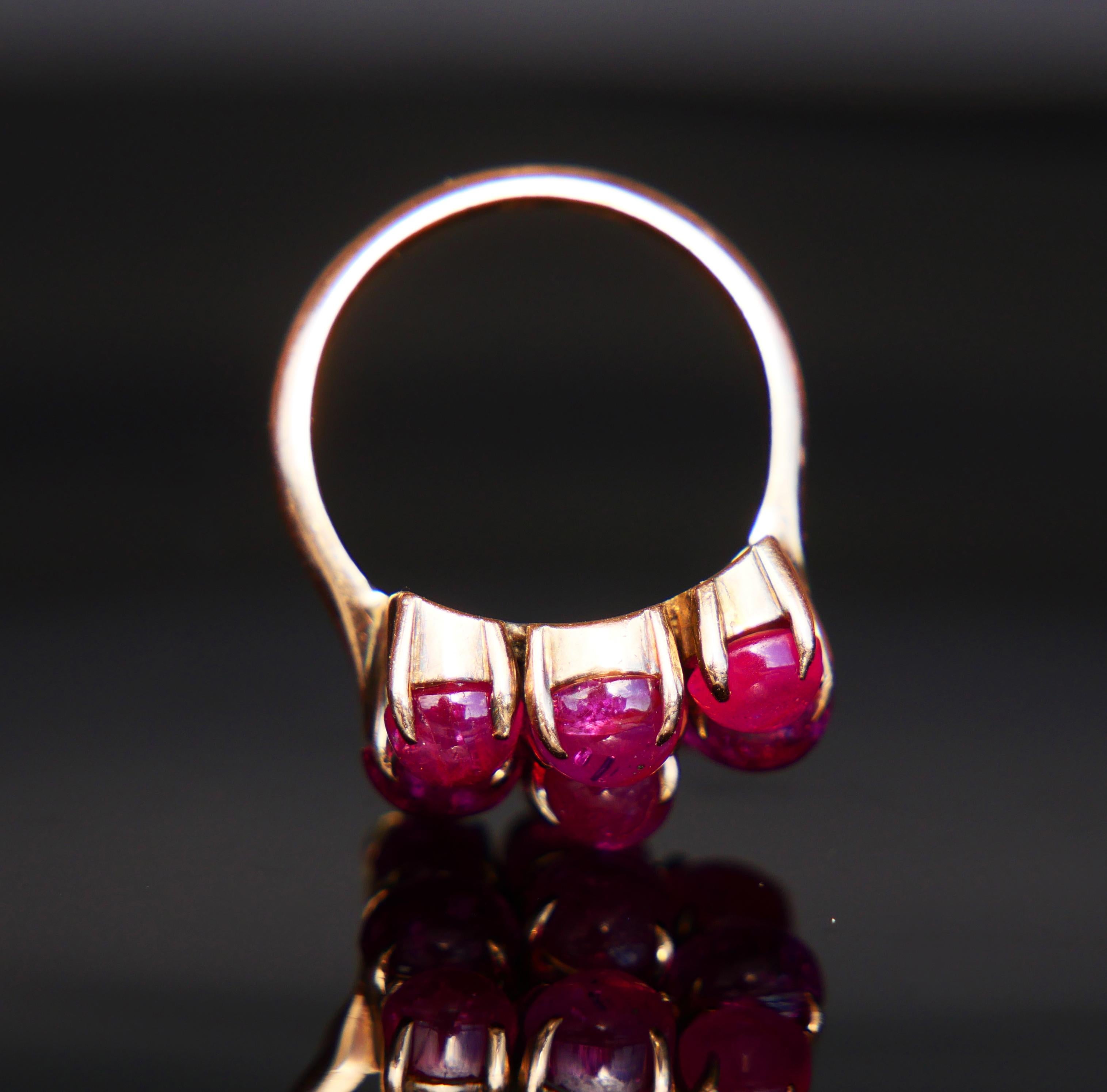 Cabochon Antique Ring 16ct natural Ruby solid 14K Gold Ø 5.5US / 8.1 gr For Sale