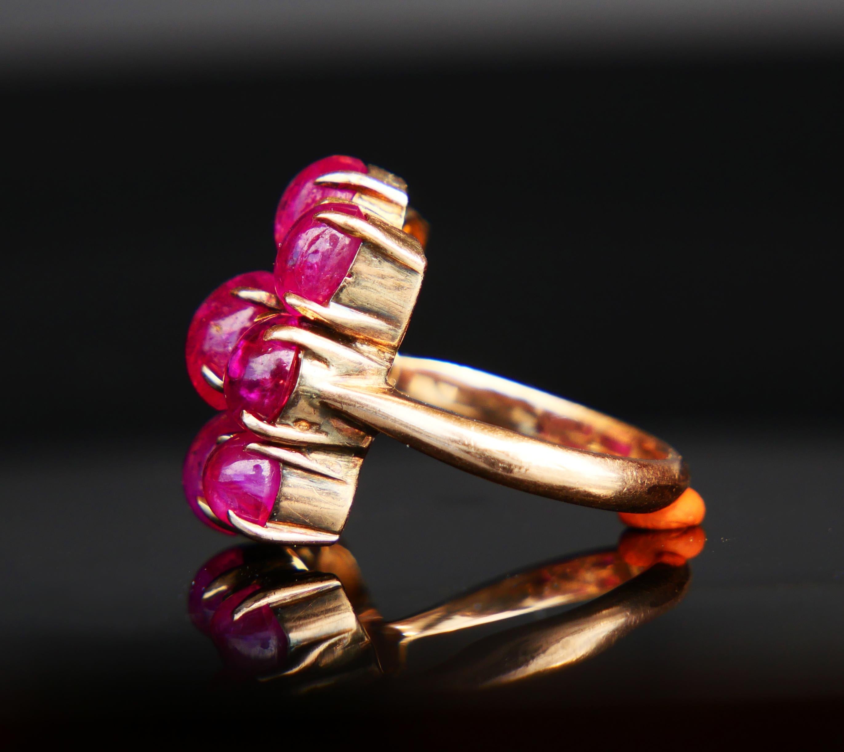 Women's Antique Ring 16ct natural Ruby solid 14K Gold Ø 5.5US / 8.1 gr For Sale