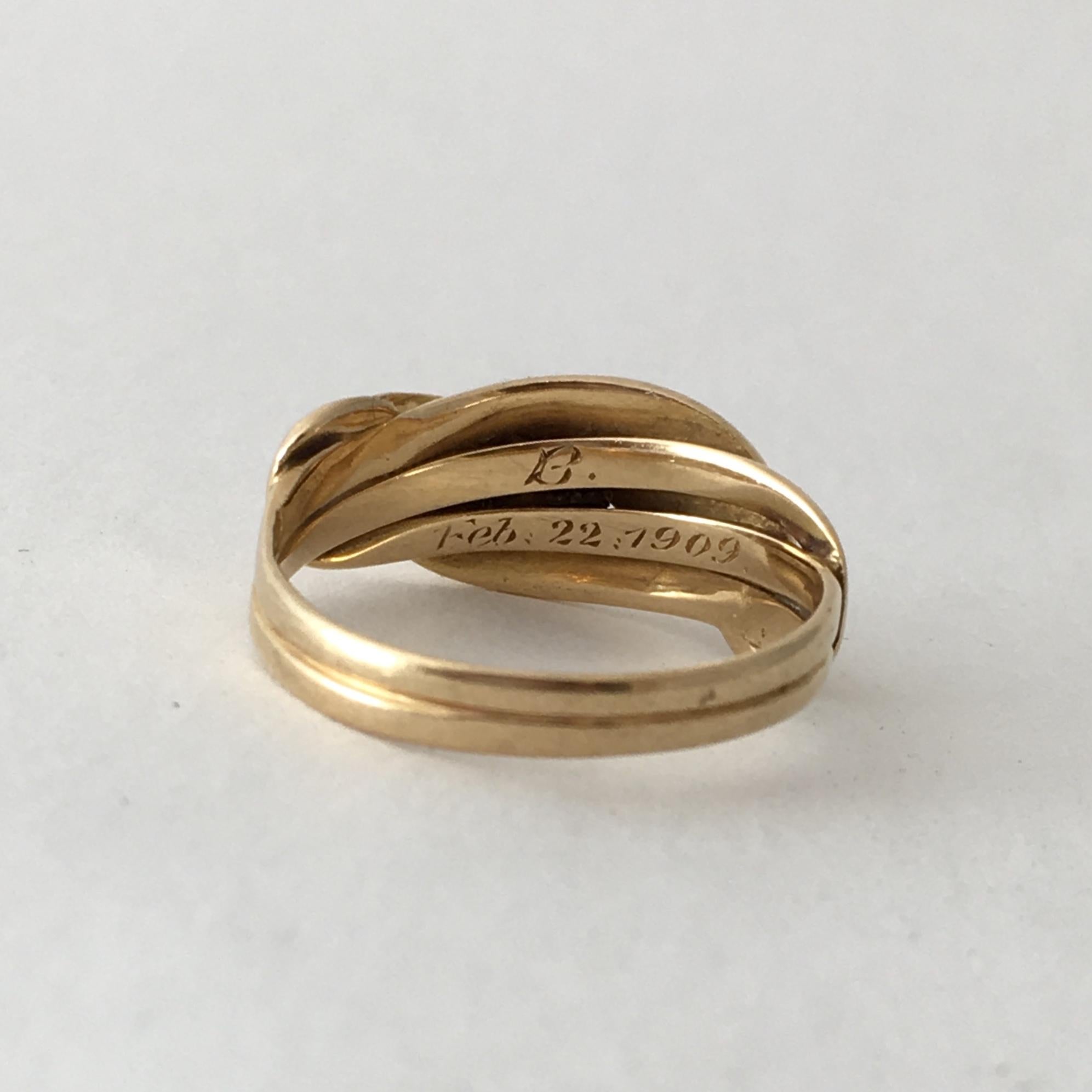 Antique Ring 18 Carat Gold Snake Jewelry Edwardian Love Token Vintage Serpent For Sale 3