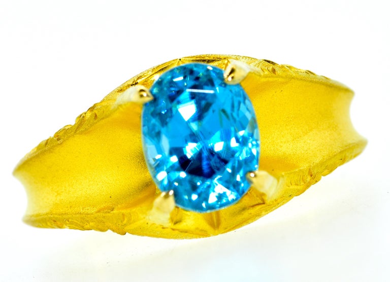 Bague Ancienne En Or 18 Carats Avec Perles Et Verres Bleus - Occasion - Pièce Unique