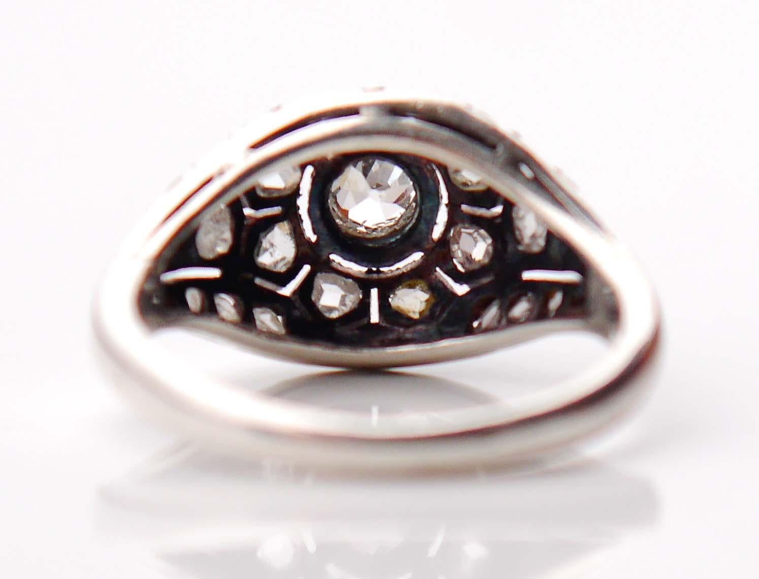 Arts and Crafts Antique Ring 1ctw Diamonds solid Silver Ø US5.5 /2.5 gr For Sale