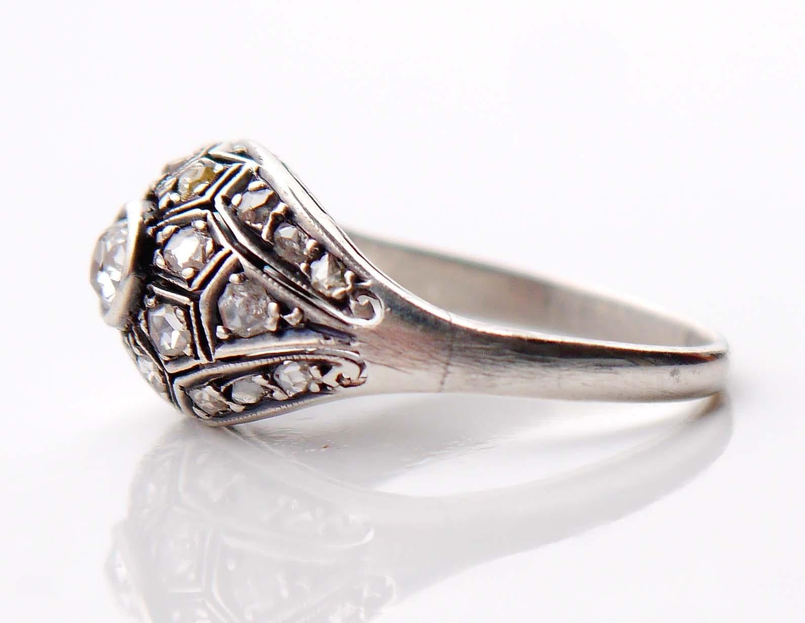 Women's Antique Ring 1ctw Diamonds solid Silver Ø US5.5 /2.5 gr For Sale