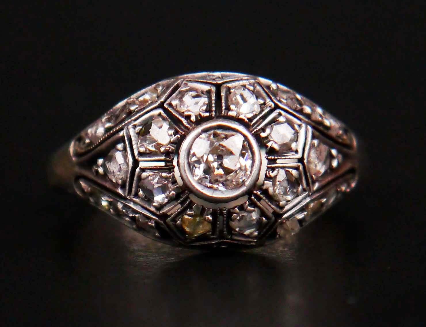 Antique Ring 1ctw Diamonds solid Silver Ø US5.5 /2.5 gr For Sale 3
