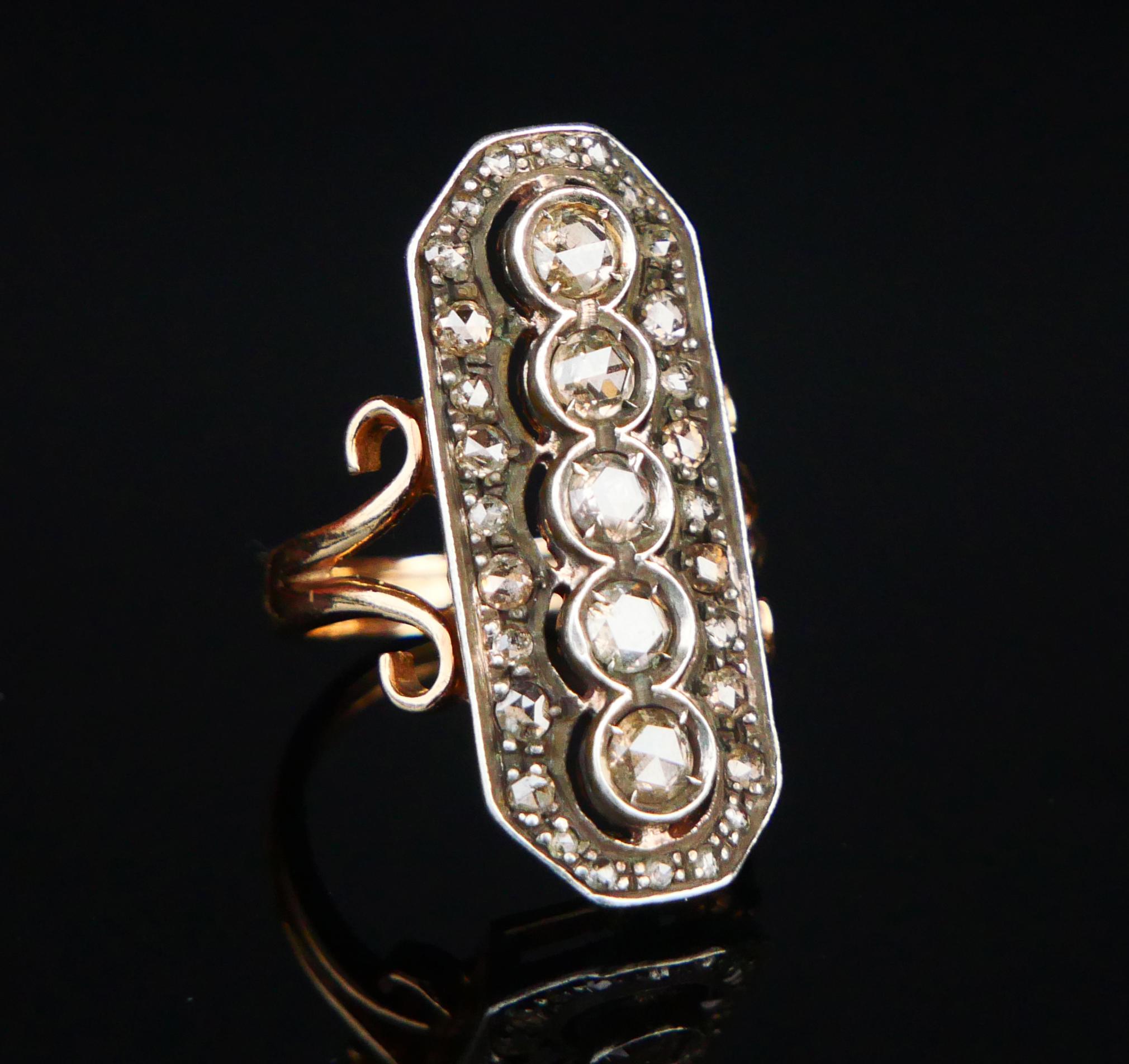 Anello antico 2 ctw. Diamanti in oro massiccio 14K Argento US 6.5/ 10 gr in vendita 5