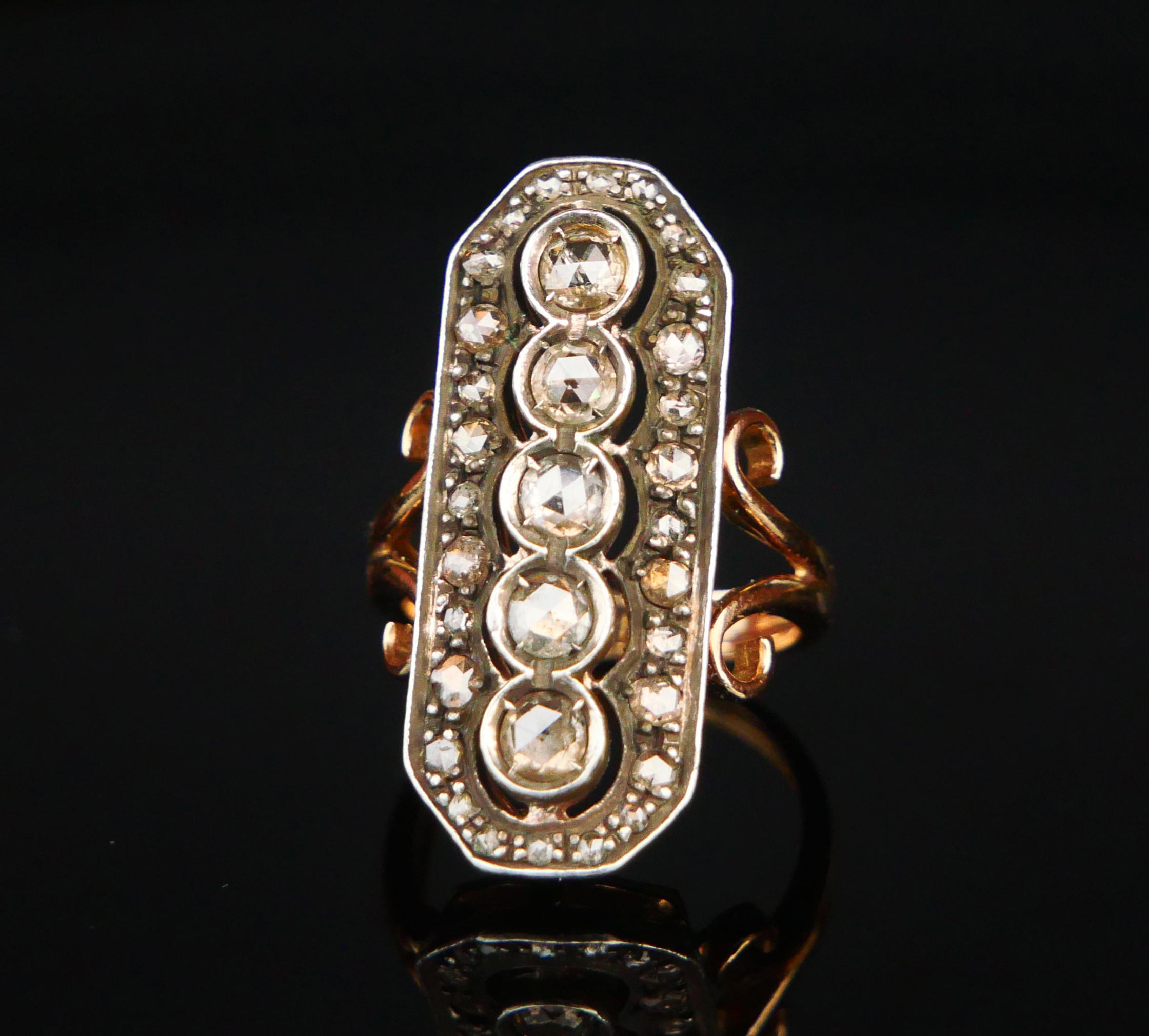 Anello antico 2 ctw. Diamanti in oro massiccio 14K Argento US 6.5/ 10 gr in vendita 6