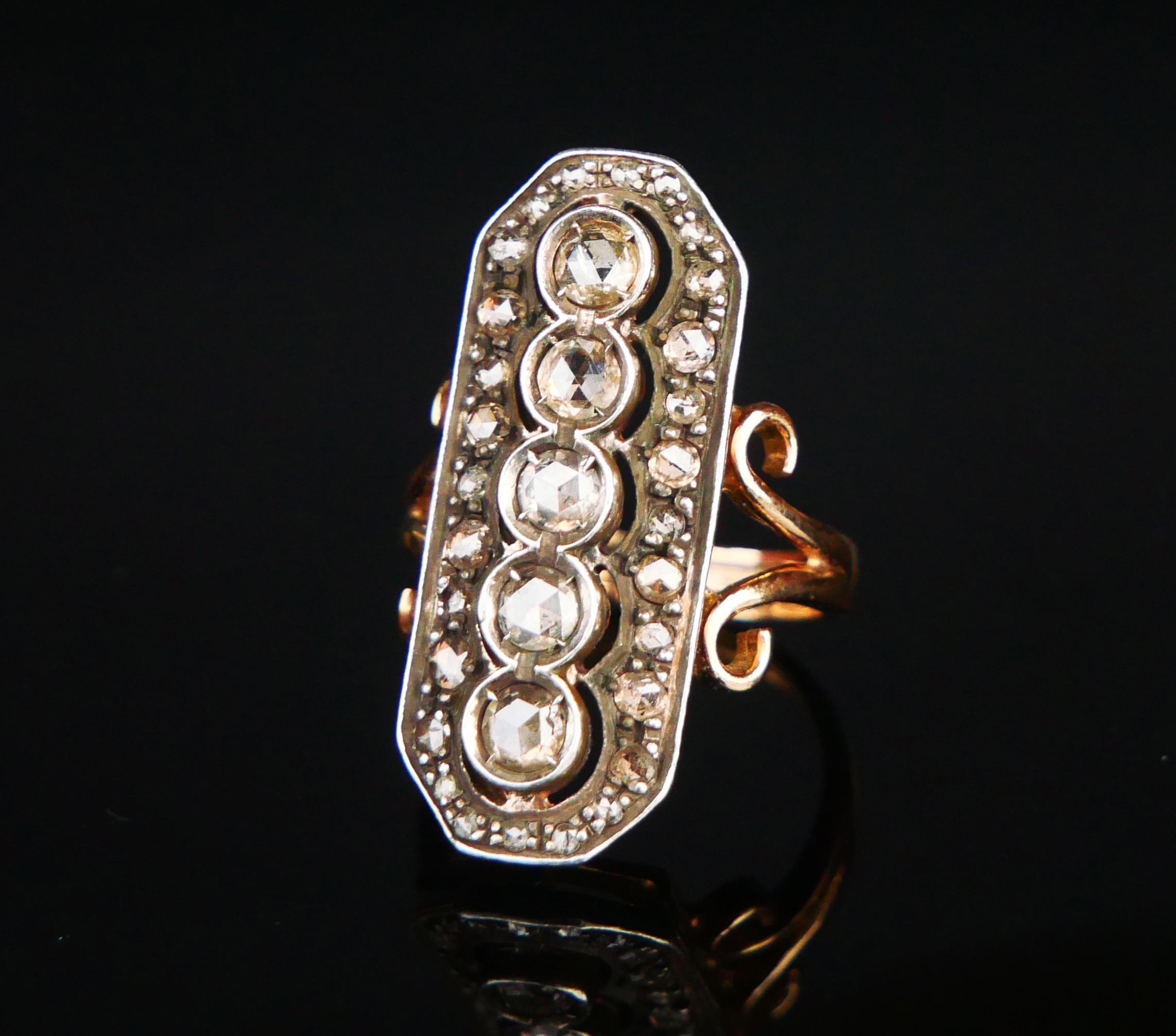 Anello antico 2 ctw. Diamanti in oro massiccio 14K Argento US 6.5/ 10 gr in vendita 7