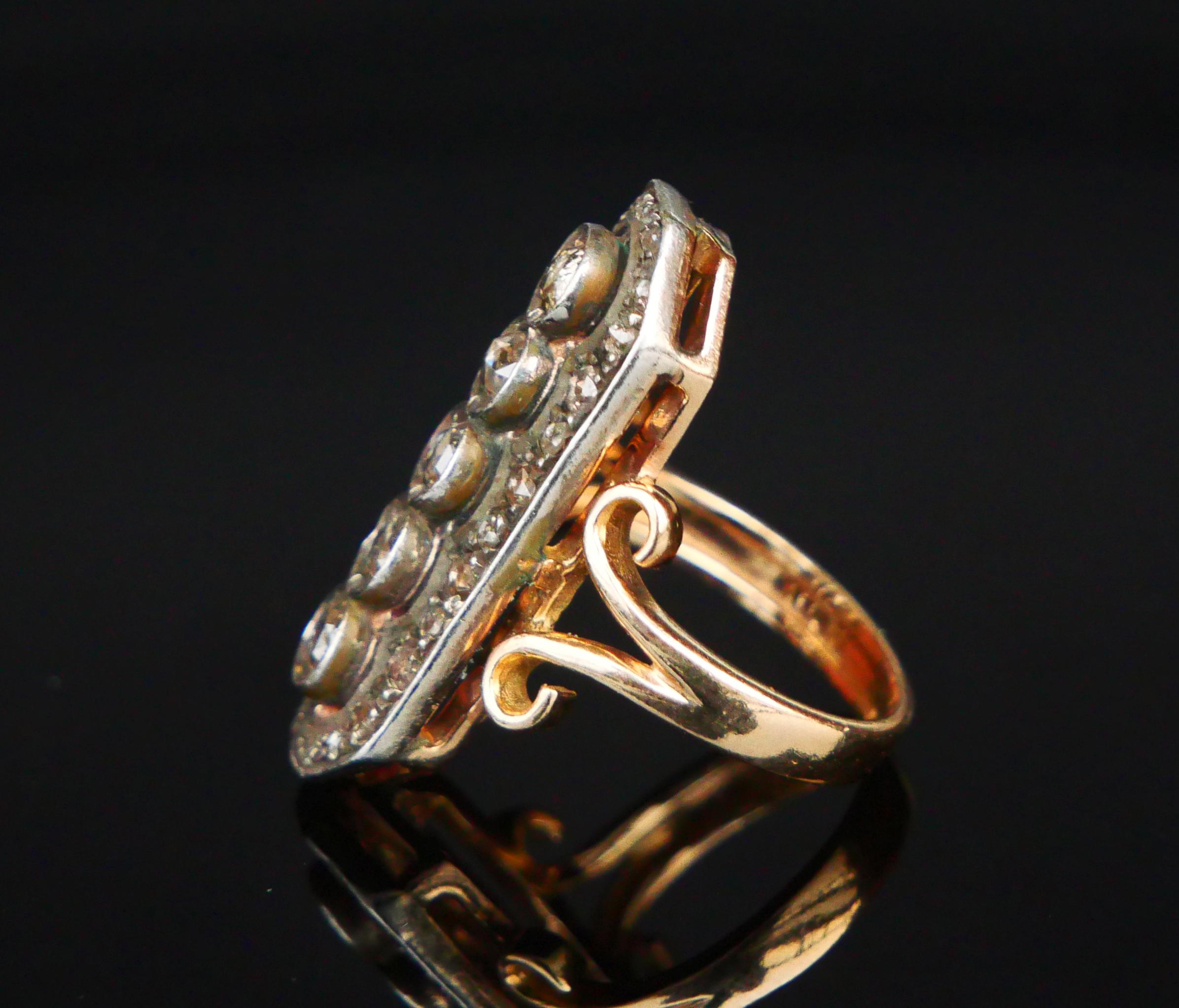 Anello antico 2 ctw. Diamanti in oro massiccio 14K Argento US 6.5/ 10 gr in vendita 8