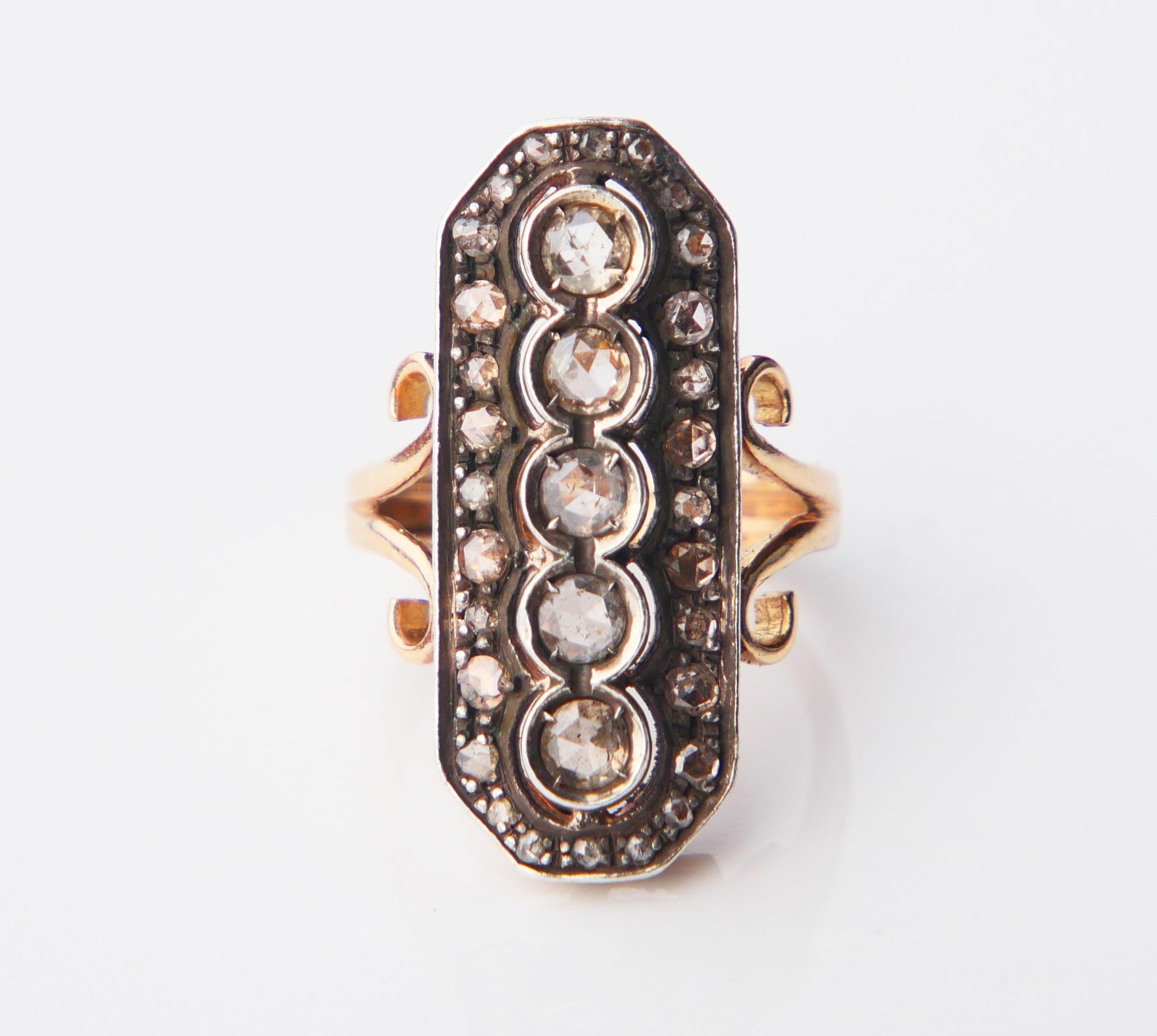 Art Nouveau Anello antico 2 ctw. Diamanti in oro massiccio 14K Argento US 6.5/ 10 gr in vendita