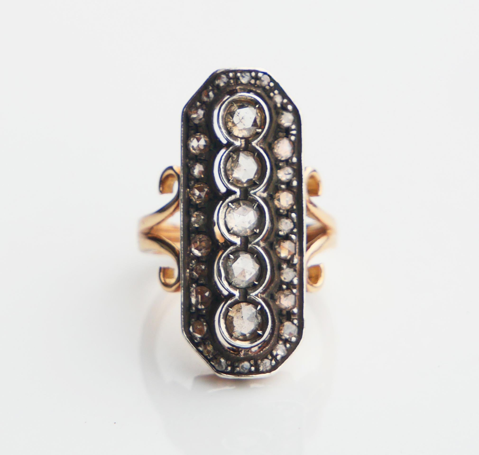 Anello antico 2 ctw. Diamanti in oro massiccio 14K Argento US 6.5/ 10 gr in vendita 3