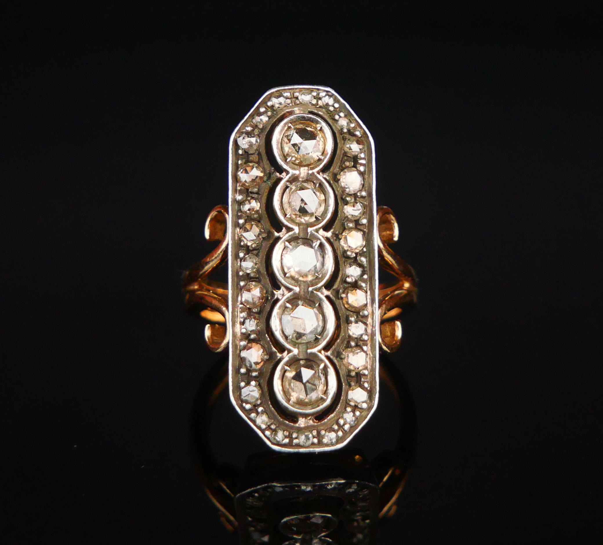 Anello antico 2 ctw. Diamanti in oro massiccio 14K Argento US 6.5/ 10 gr in vendita 4