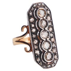 Antique Ring 2 ctw. Diamonds solid 14K Gold Silver US 6.5/ 10 gr