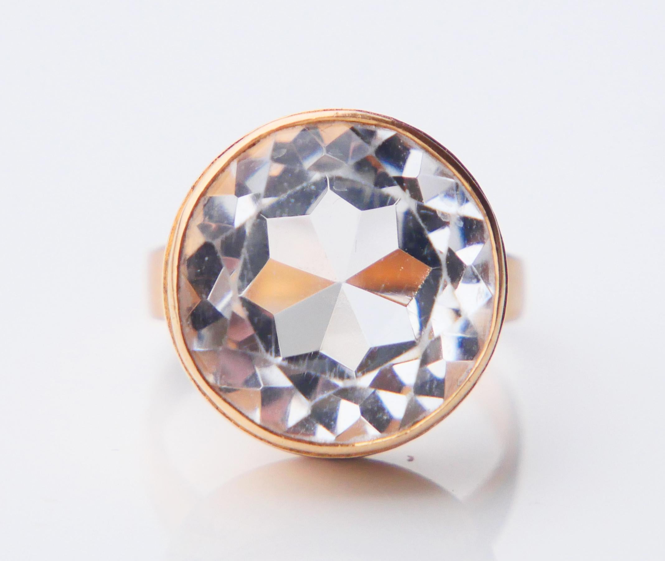 Antique Ring 20ct. Rock Crystal solid 18K Gold Ø 7 US / 8.82 gr For Sale 5